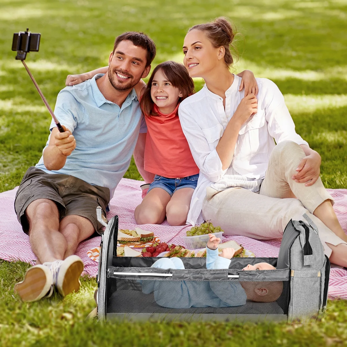 Diaper Bag Backpack,Multifunction 3 in 1 Waterproof Travel Back Pack,Baby Changing Bags with Changing Pad, Stroller Straps, Unisex, Green - Womvr