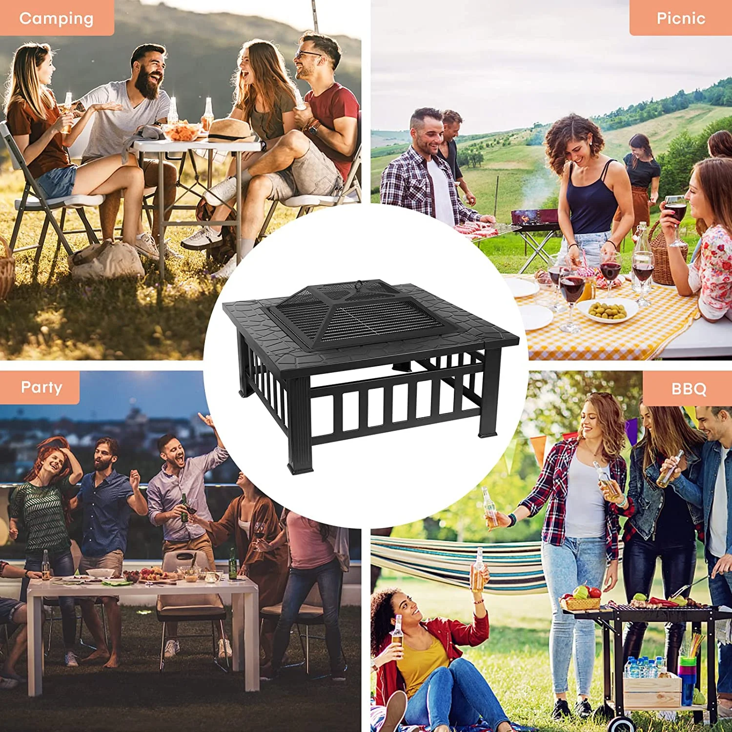 Arlopu Metal Fire Pits for Outside, 32