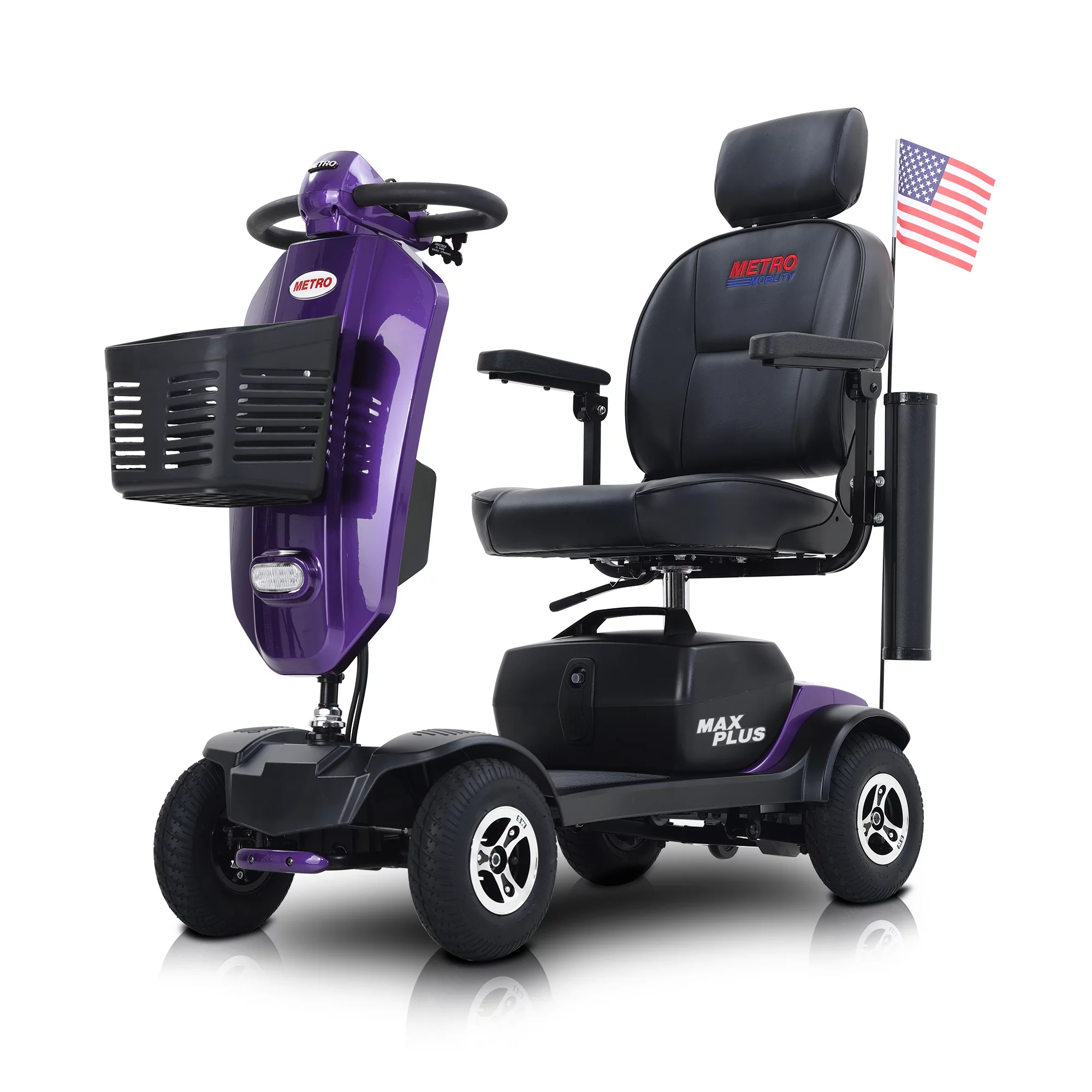 Metro Mobility Senior Scooter Folding Scooter 4 Wheel Scooter with USB Port Purple - Womvr