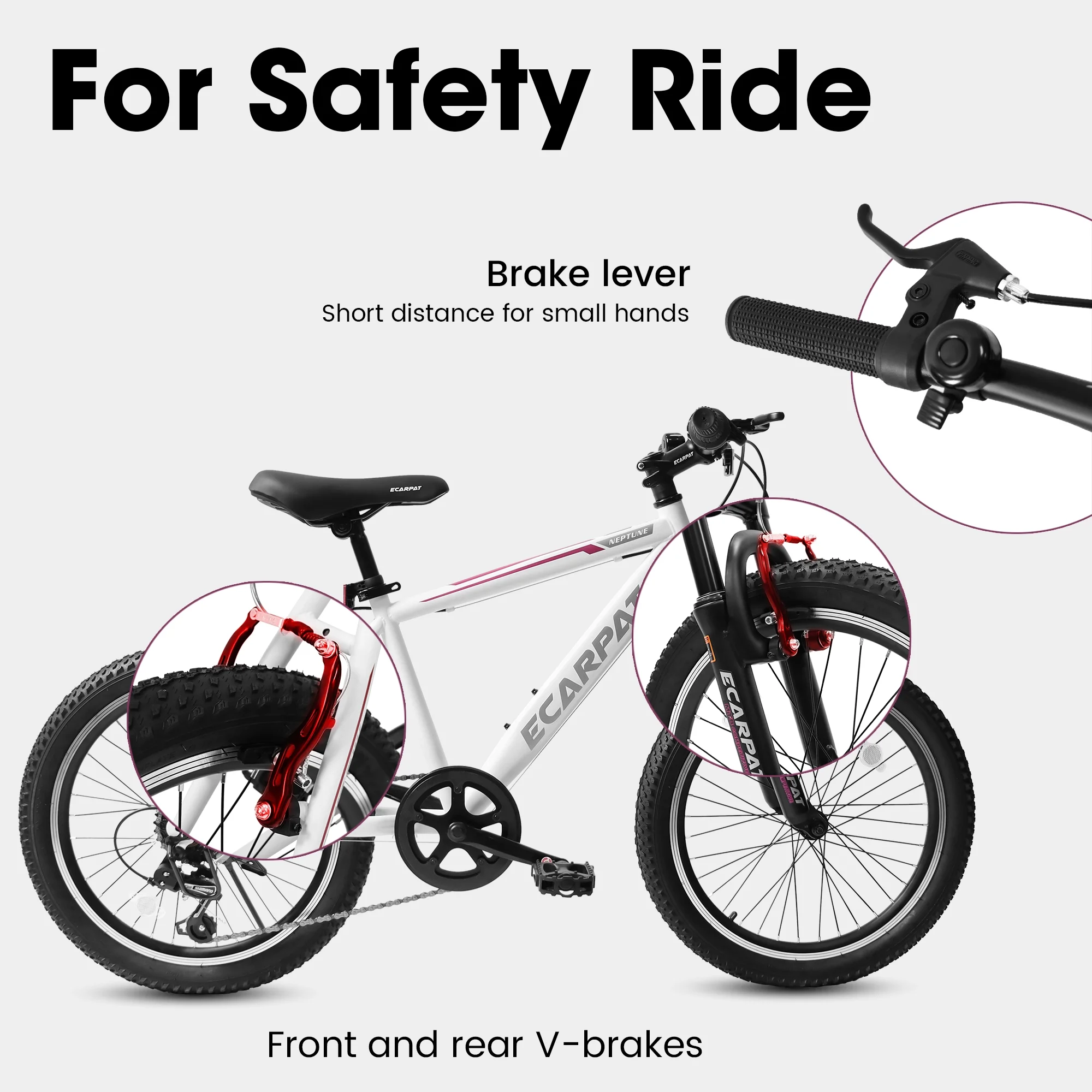 20 inch Kids Bike for Boys Girls, Boys Bike with Gears, 7 Speed Black - Womvr