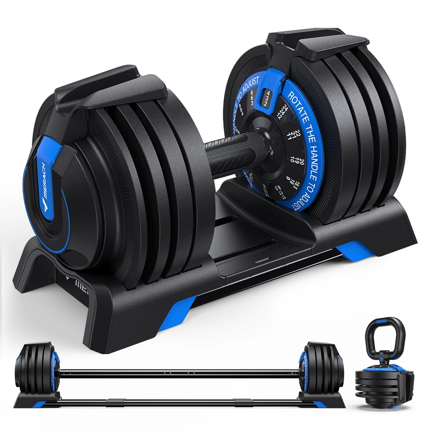 MERACH 3 in 1 Adjustable Dumbbell Weight Set With Anti-Slip Handle,7-54lbs - Womvr