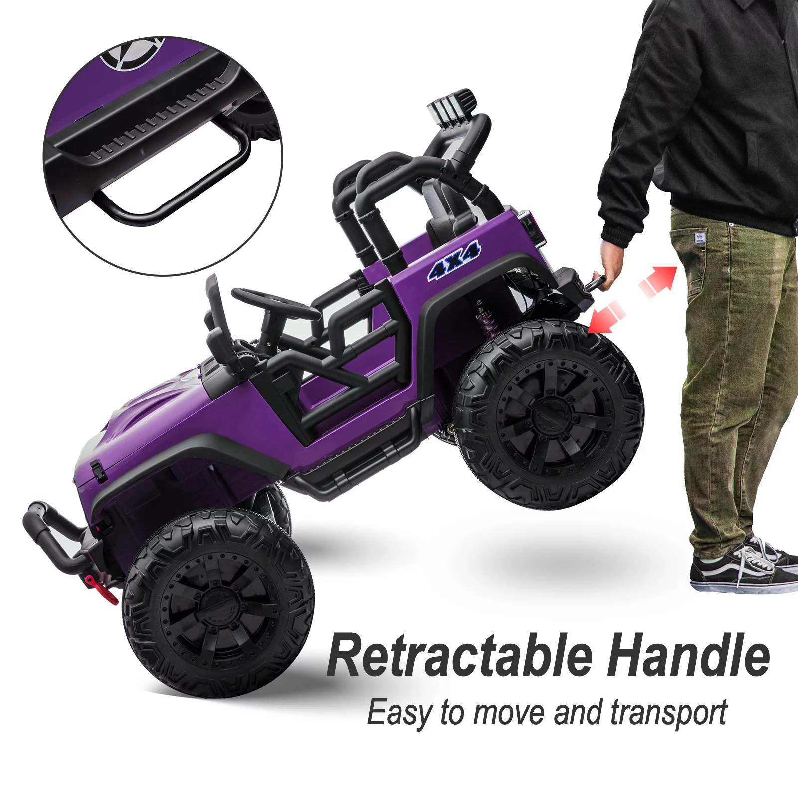 Outfunny 24V Ride on Toy Truck for Big Kids with Remote, 2-Seater, 400W Motor - Purple - Womvr