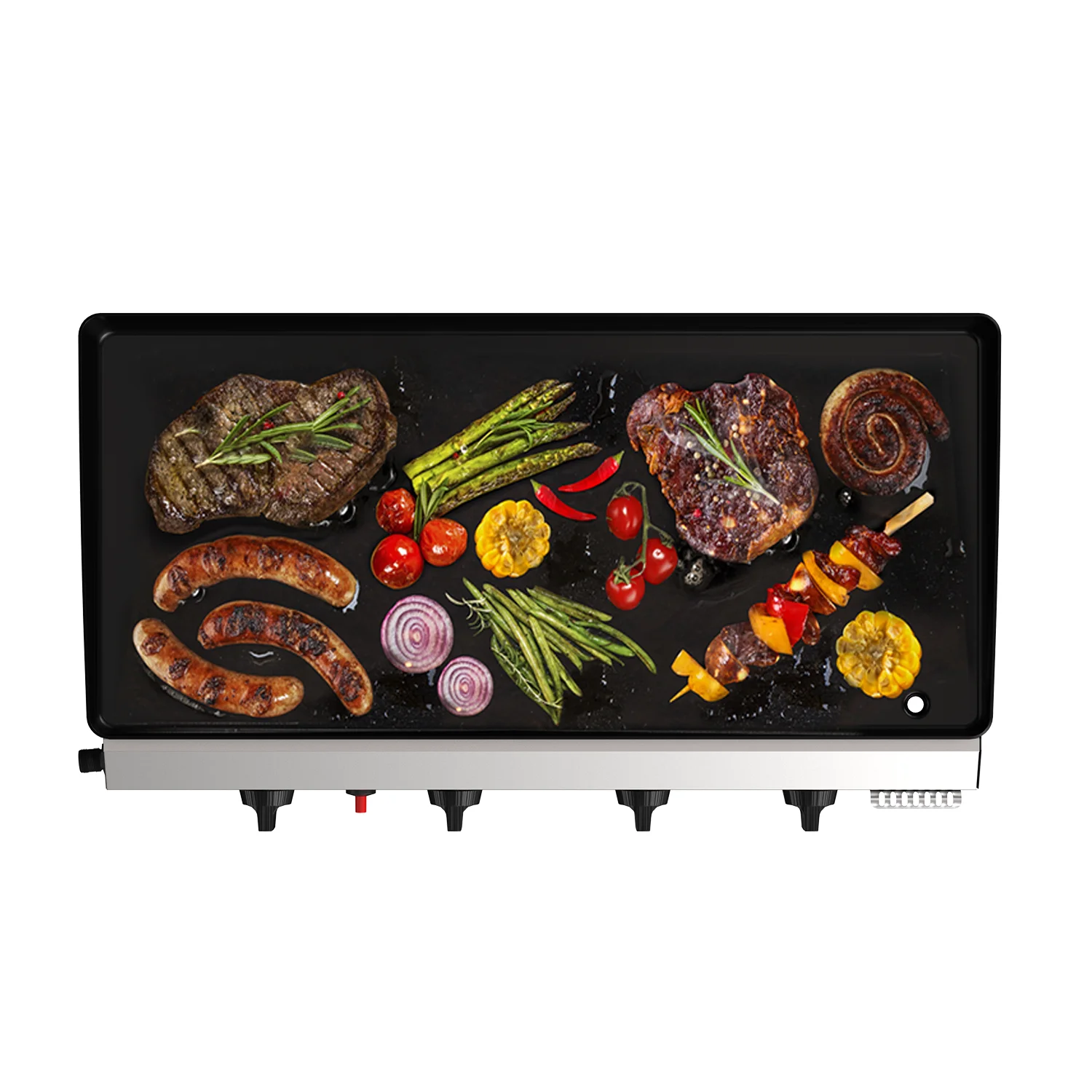 SKOK 3 Burner Gas Griddle-Outdoor Propane Griddle-BTU Propane Fuelled, Portable Flat Top Gas Grill Camping Griddle Station with Side Shelves for Kitchen - Womvr