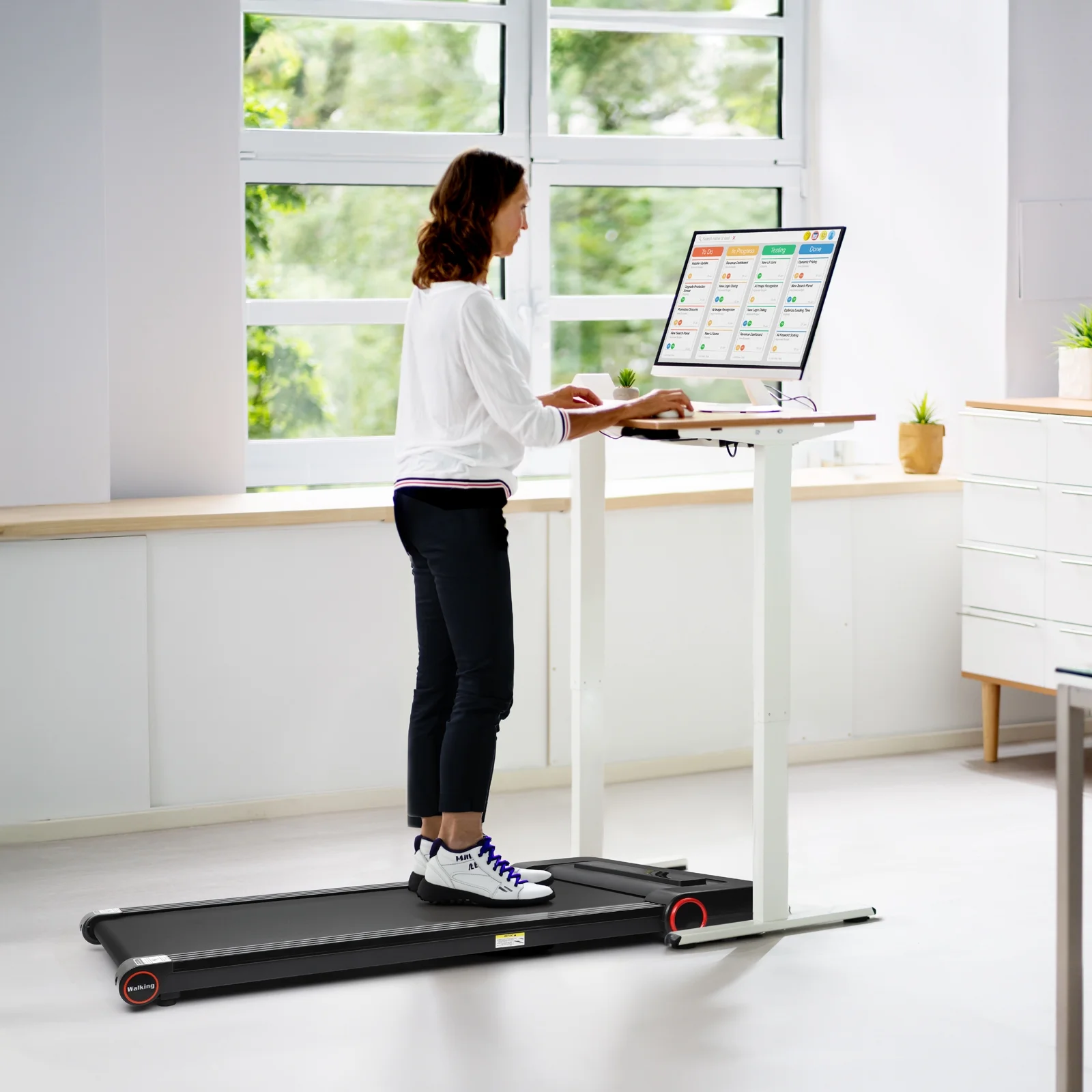 2 in 1 Under Desk Treadmill with 300lbs Weight Capacity, Portable Quiet Compact Walking Pad, Electric Treadmill for Walking and Jogging - Womvr