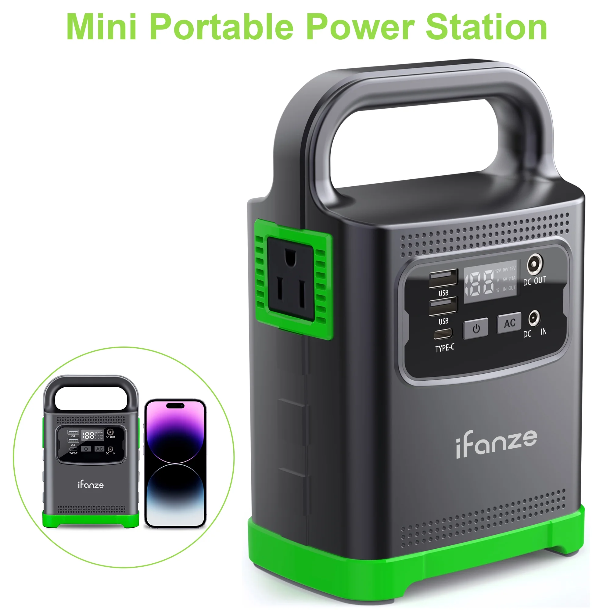iFanze 100W Portable Power Station, 24000mAh Outdoor Solar Generator Quick Charge 110V AC, DC Ports  Generator for Outdoor Camping, Home Backup, RV Camping, Emergency, Power Outages (No Solar Panel) - Womvr