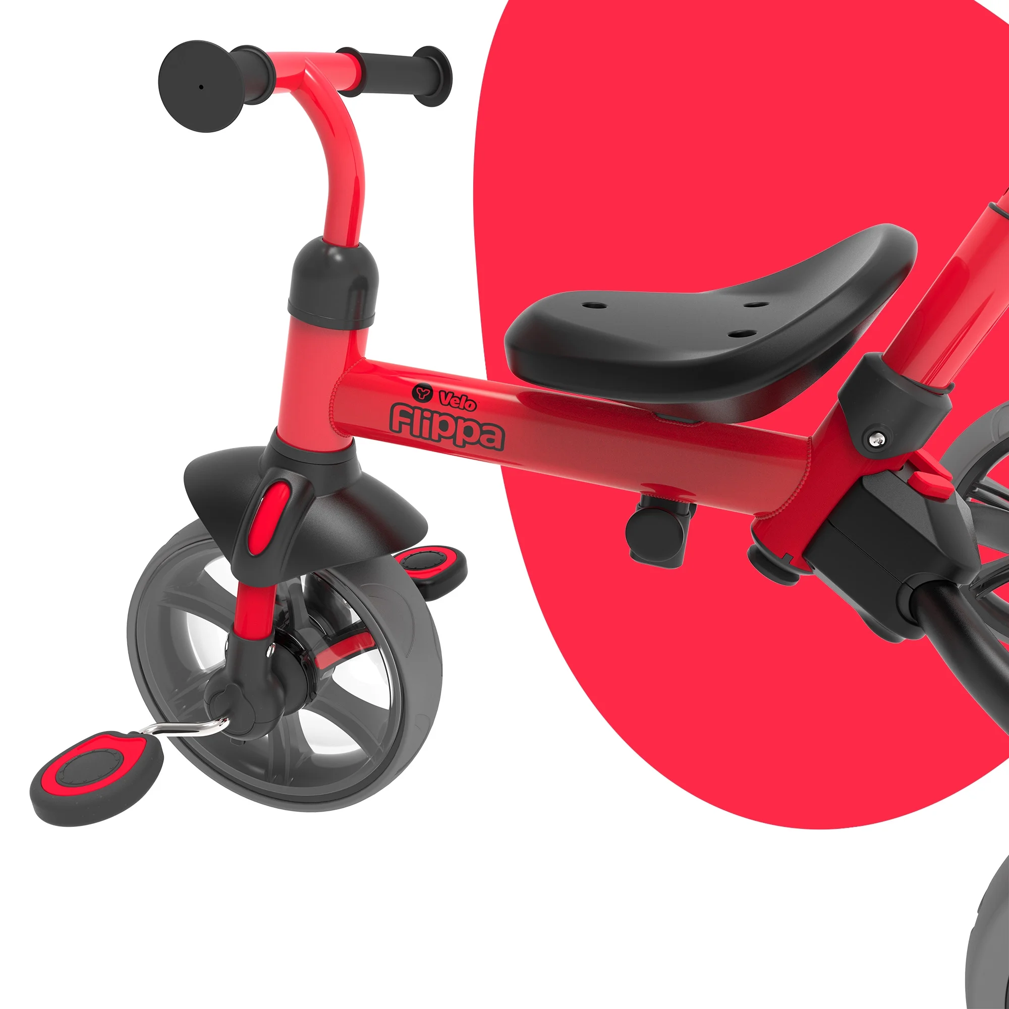 Yvolution Velo Flippa 4-in-1 Triicycle to Balance Bike 2-5 Years (Red) Unisex - Womvr