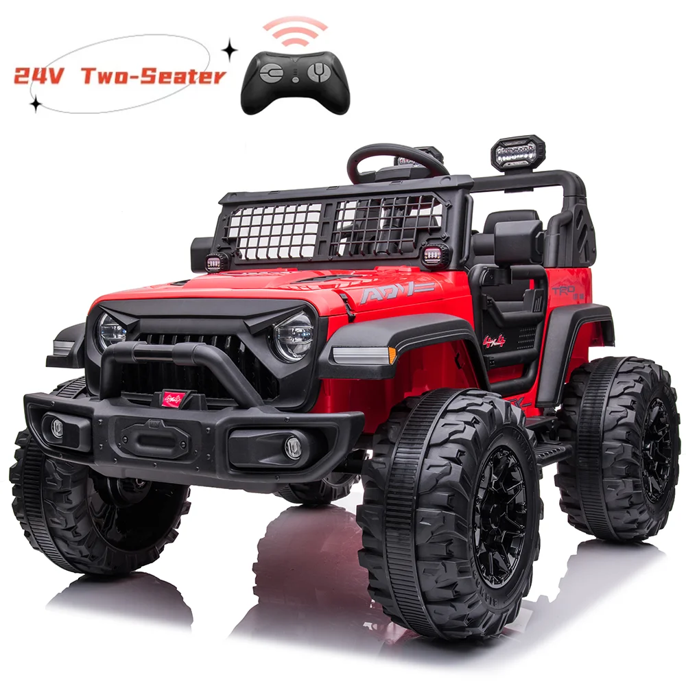 OUTOP Kids 24V Ride on Car with Electric Remote Control Dual Drive Power Ride on Toys 2 Seats SUV Truck Wheels Vehicle - Womvr