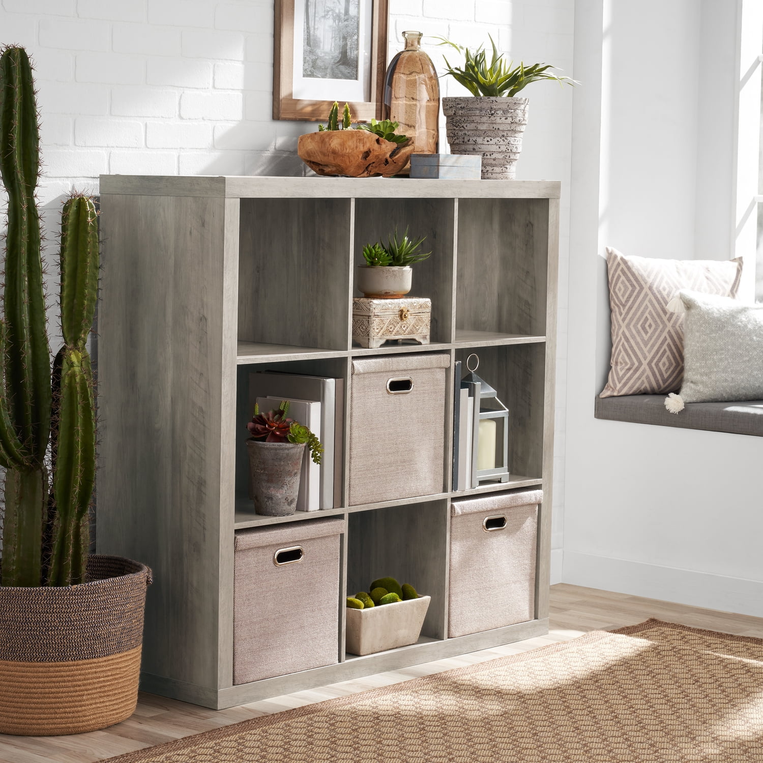 Better Homes & Gardens 9-Cube Storage Organizer, Natural - Womvr