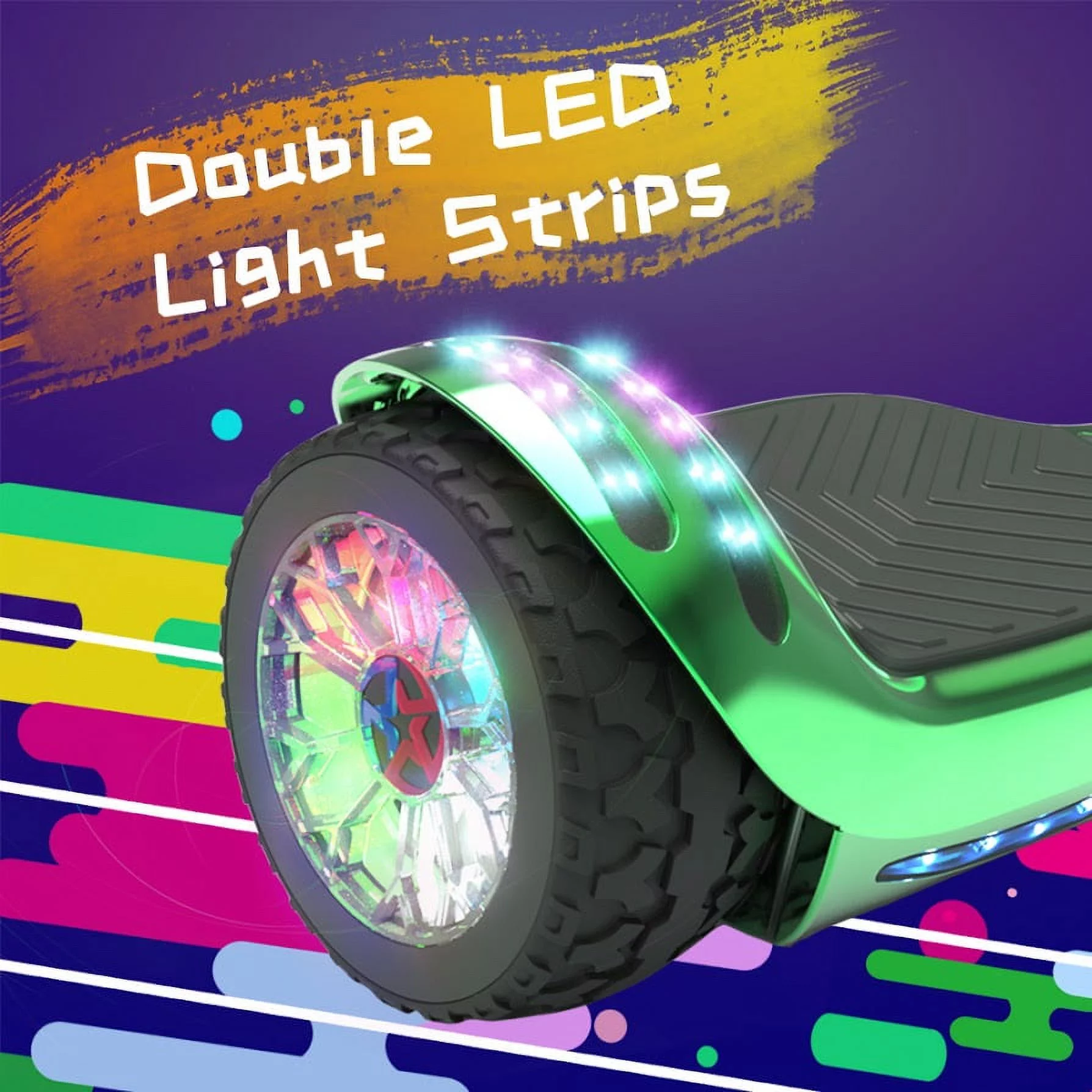 Hoverstar ul2272 Hoverboard All-Terrain LED Flash Wide All Terrian Wheel, Blue - Womvr