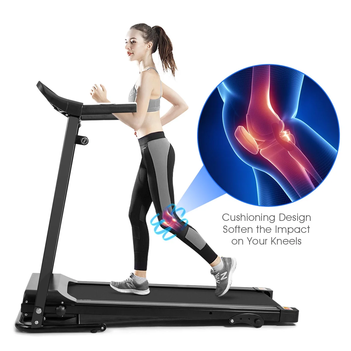 Goplus 1.0HP Folding Treadmill Electric Support Motorized Power Running Machine Trainer - Womvr