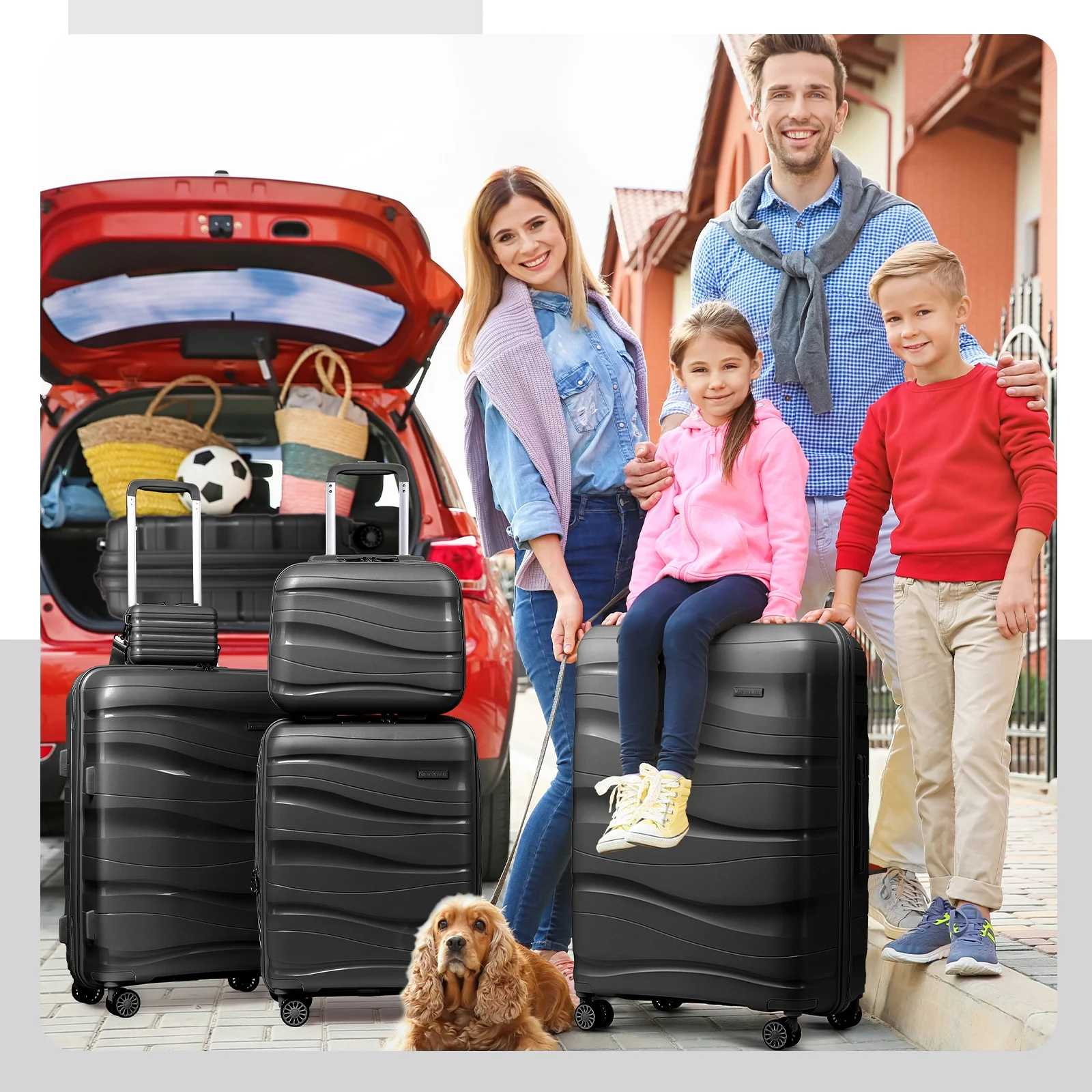 Melalenia - 5 Luggage Sets PP Hardside Spinner Luggage - ��Expandable Carry-on Suitcase20