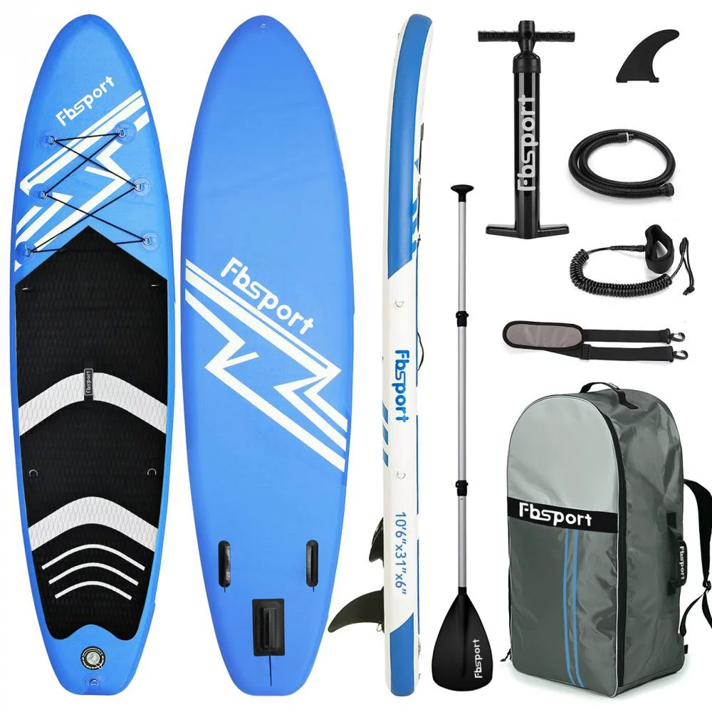 Fbsport 11ft Inflatable Paddle Board SUP, 6'' Thick W/Paddling Fins Pump & Accessories Pack, Green - Womvr
