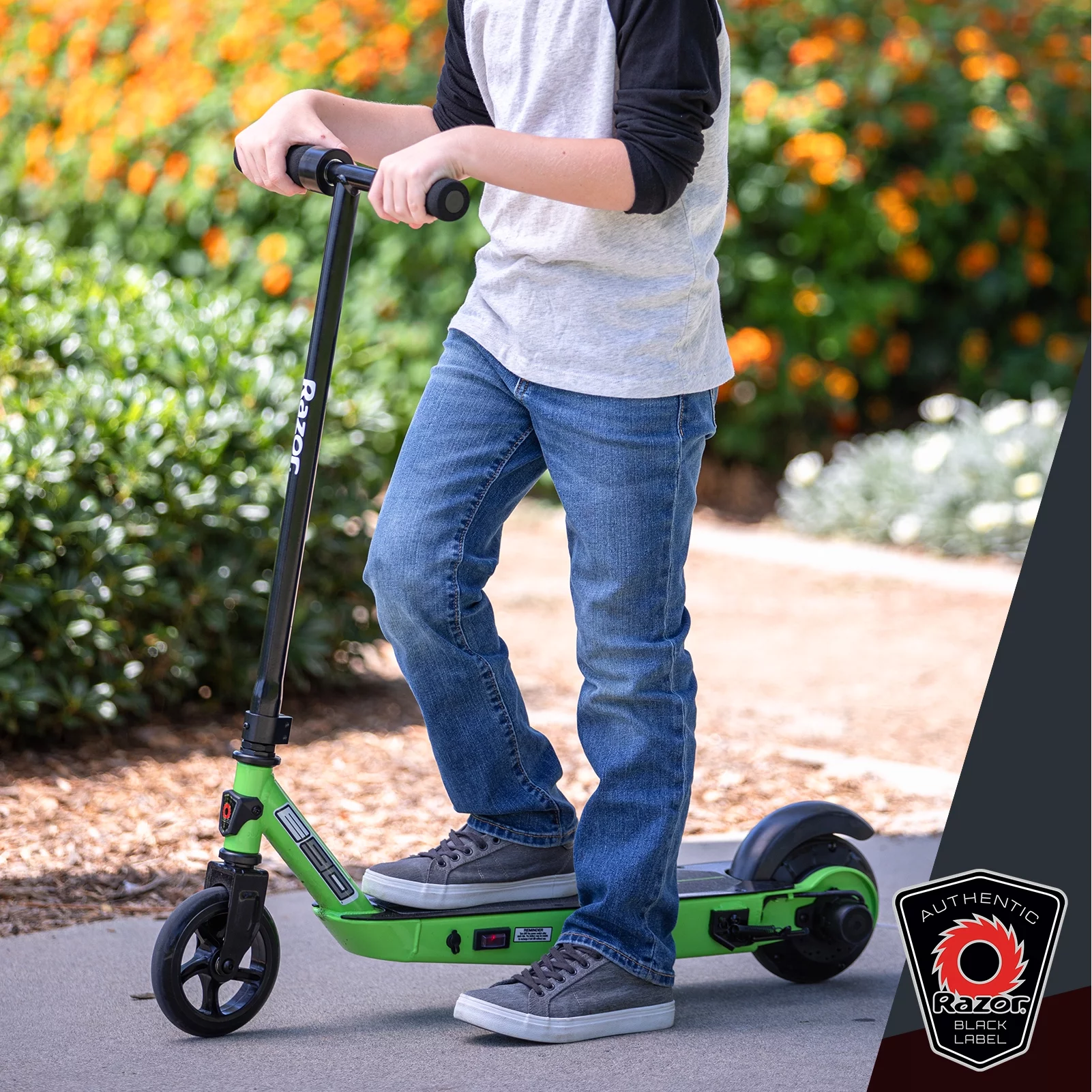 Razor Black Label E90 Electric Scooter - Green, for Kids Ages 8+ and up to 120 lbs, up to 10 mph - Womvr
