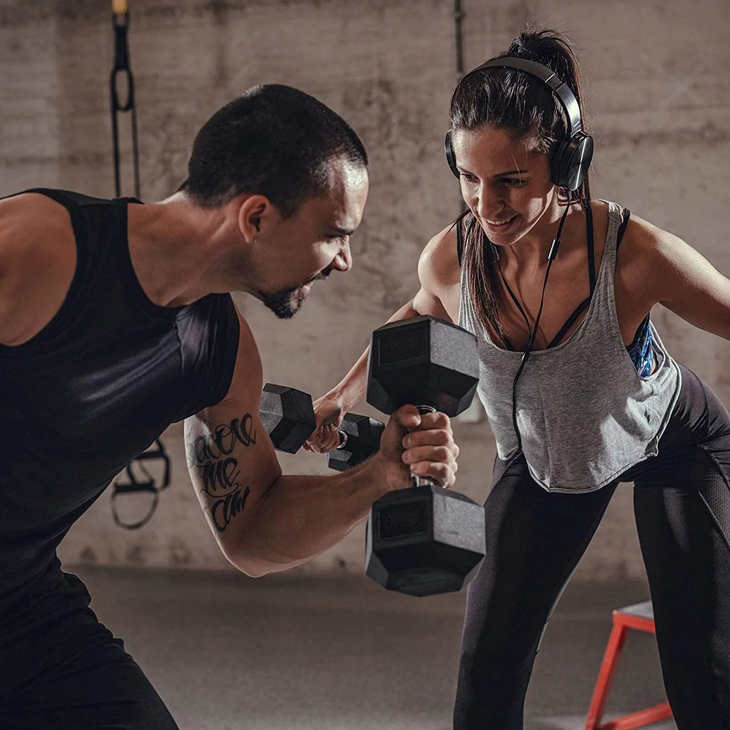 RitFit Rubber Hex Dumbbell Weight 5-60 Lbs. with Metal Handle for Strength Training, Full Body Functional Workouts - Womvr