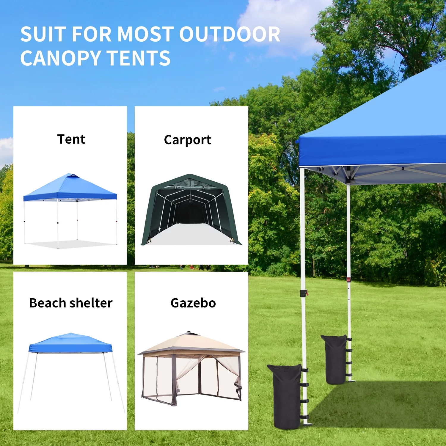 Outdoor Basics 10 ft x 10 ft Pop Up Canopy Tent with Carry Bag, Shade Canopy, Great for Picnic, Yard, Beach, Park, Camping, White - Womvr