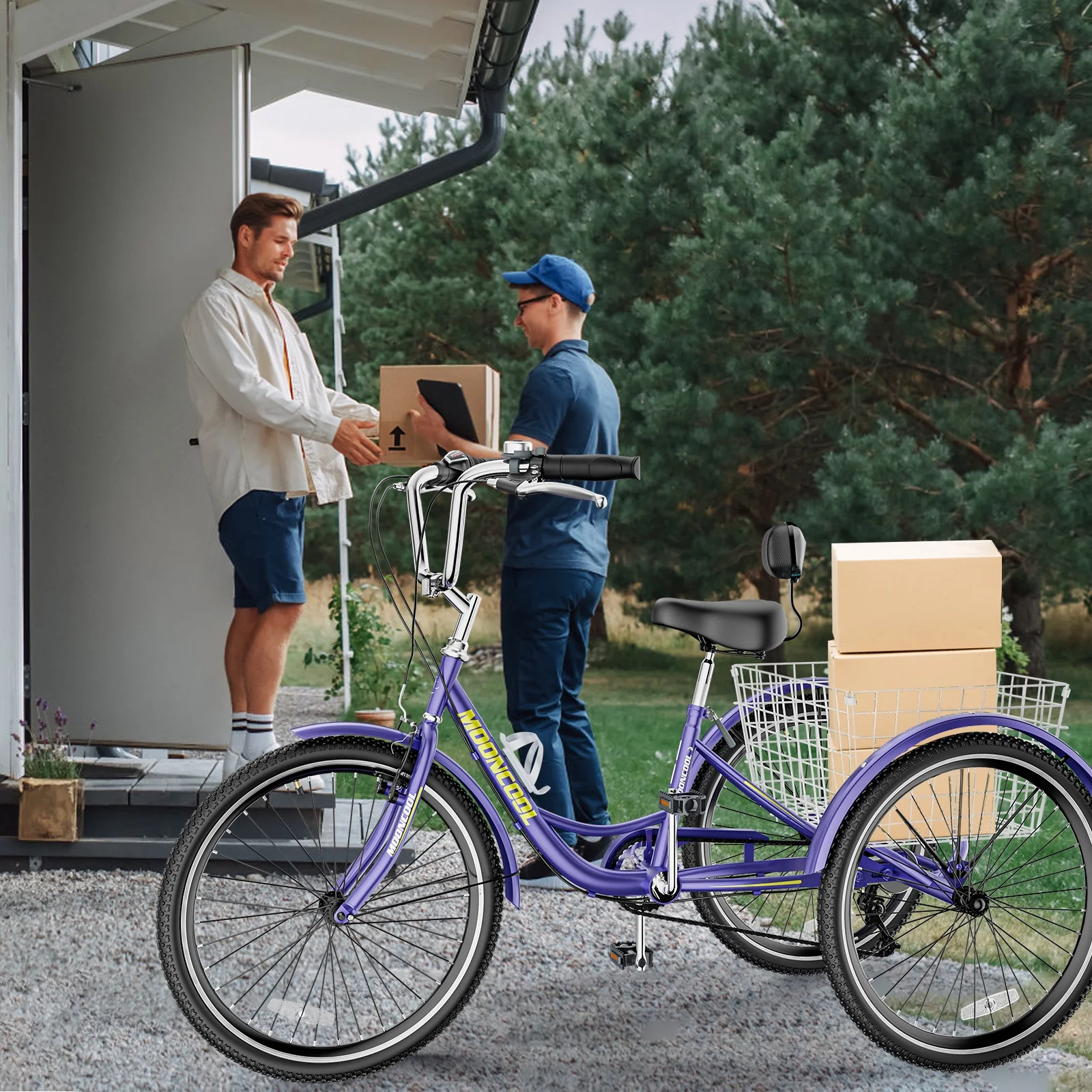 Lilypelle Adult Tricycles 7 Speed 20/24/26 Inch Three Wheel Bike Cruiser Trike with Low-Step Through Frame/Large Basket for Men, Women, Seniors - Womvr