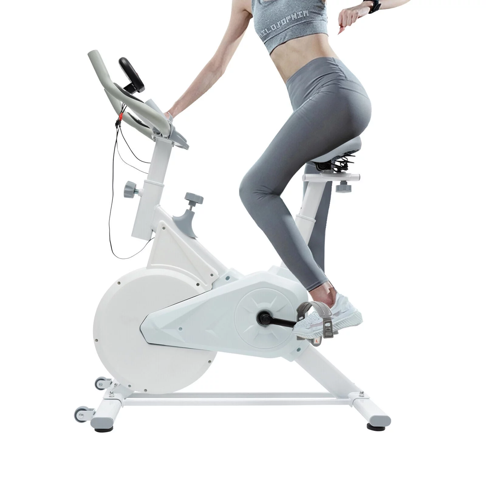 Indoor Cycling Exercise Bike,Stationary Exercise Bikes Home Cardio Workout Bicycle 180lb White - Womvr