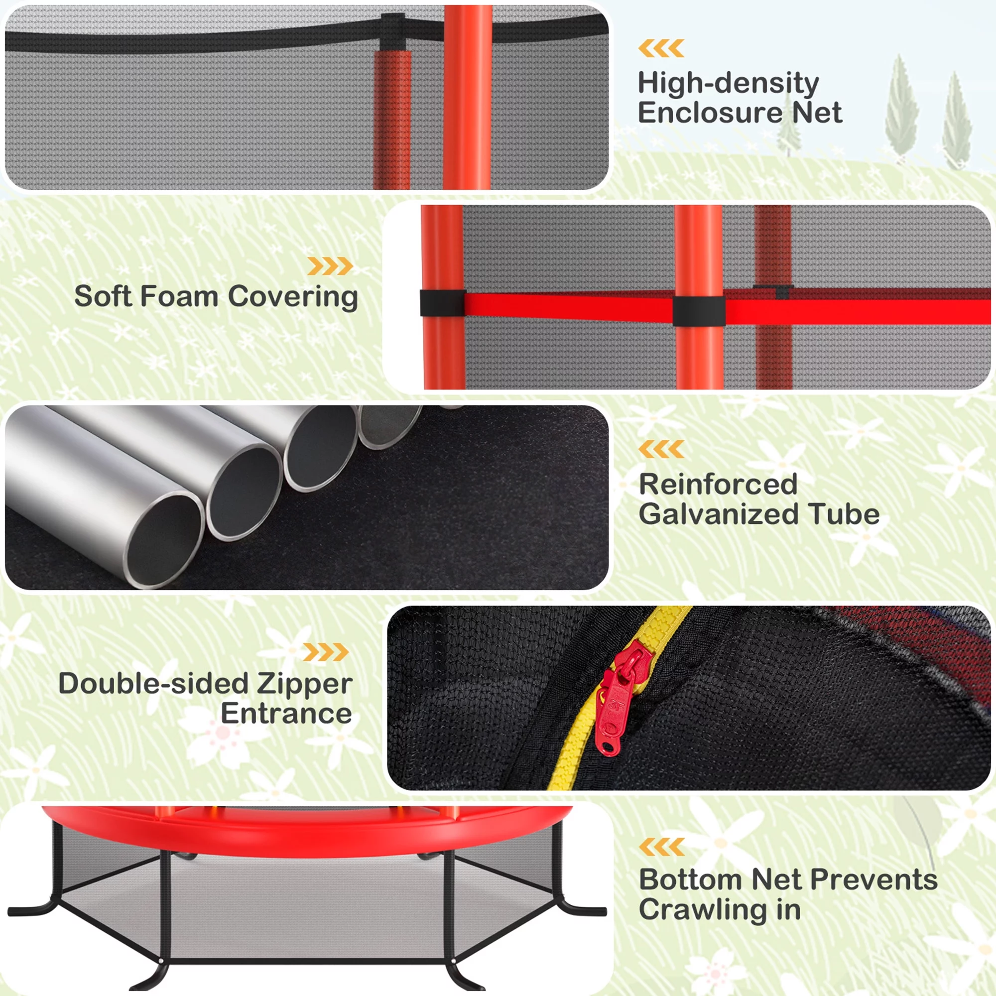 Gymax 55'' Recreational Trampoline for Kids Toddler Trampoline w/ Enclosure Net Navy - Womvr