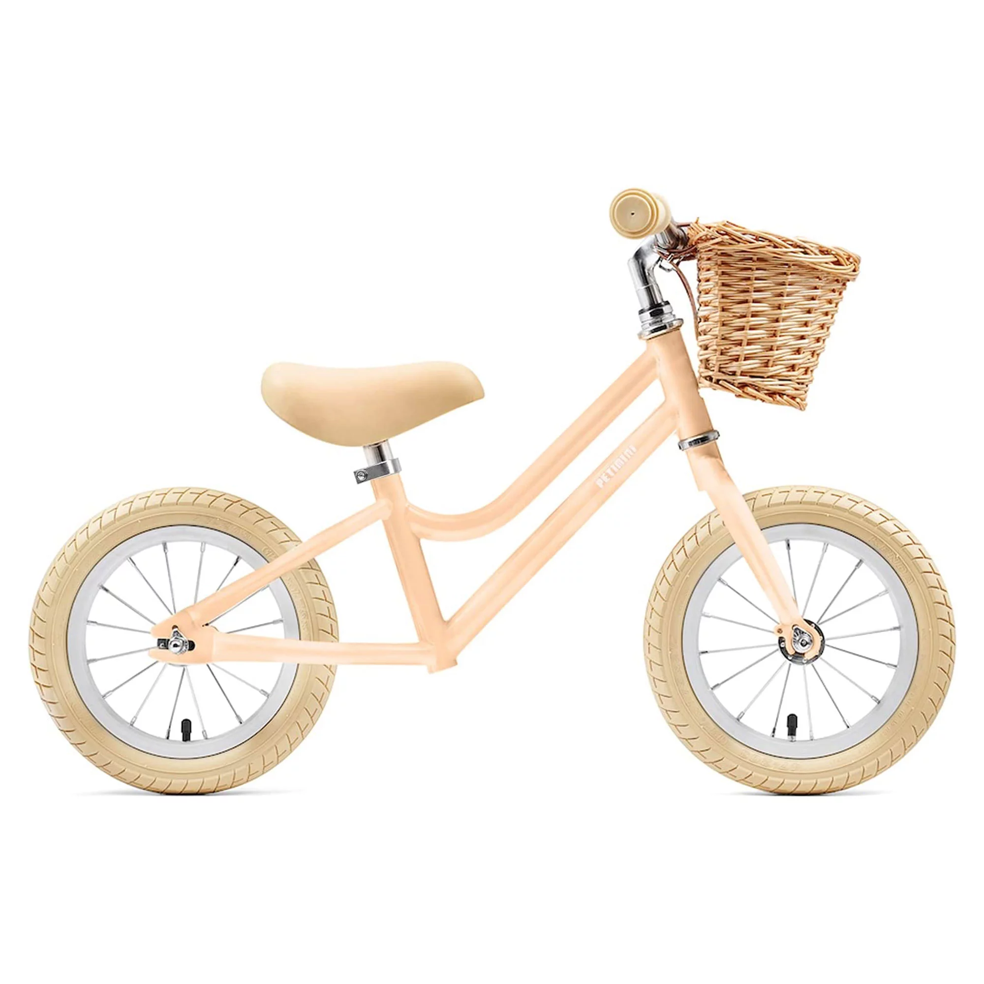 Petimini 12 Inch Kids Balance Bike with Basket for 2-6 Year Olds, Peach - Womvr