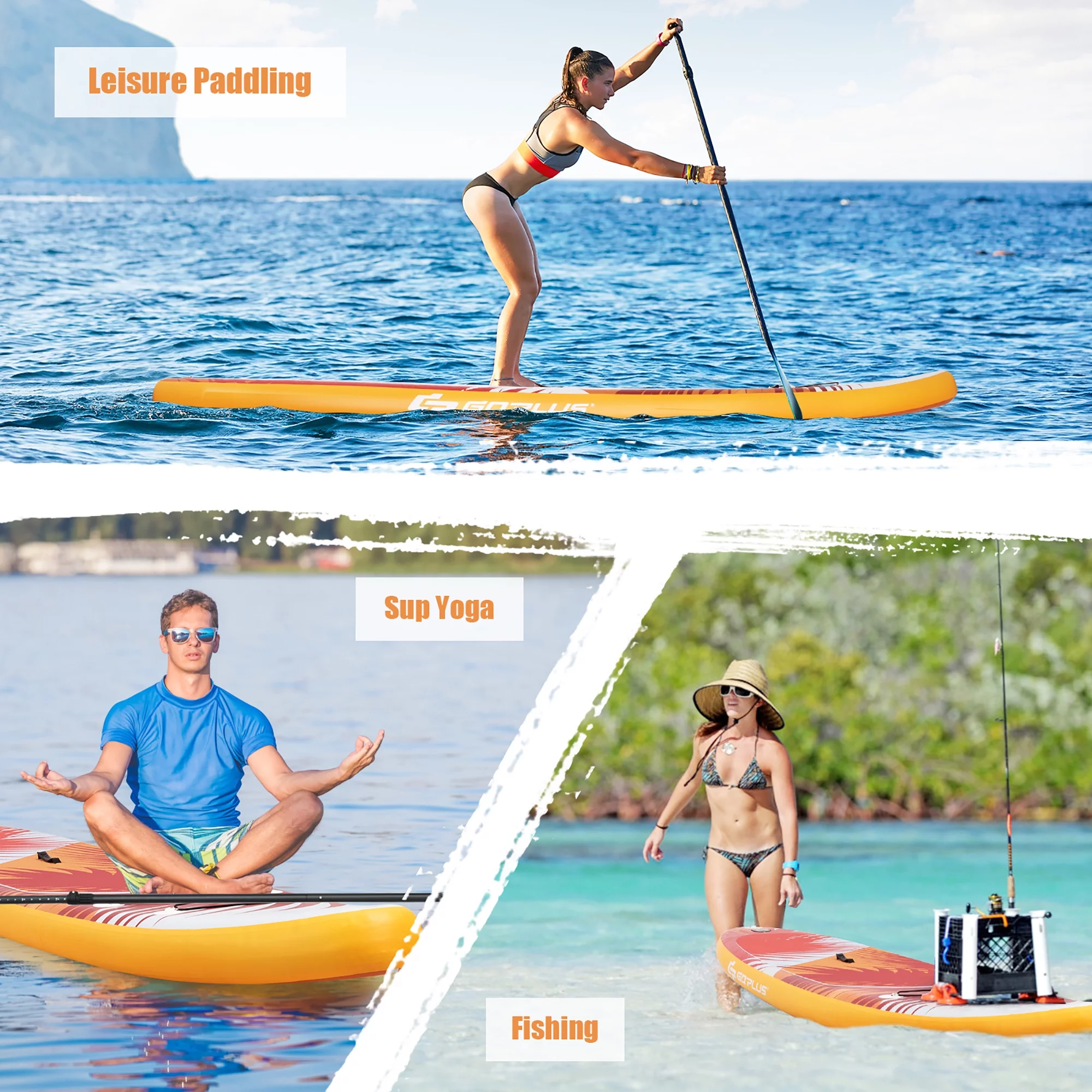 Goplus 10.5' Inflatable Stand Up Paddle Board Surfboard W/ Aluminum Paddle Pump Orange - Womvr