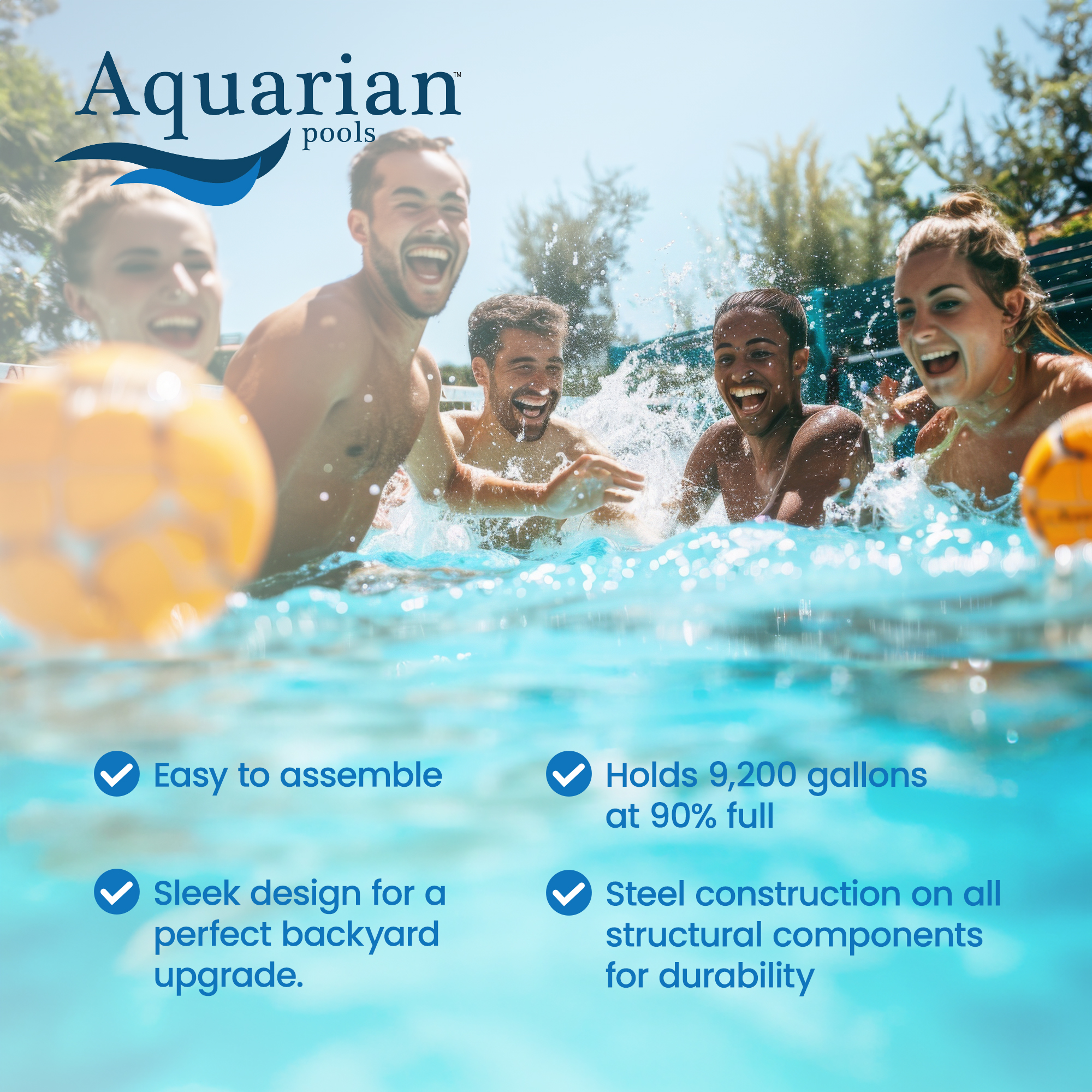 Aquarian Khaki Venetian 18ft x 52in Above Ground Swimming Pool Package - Womvr