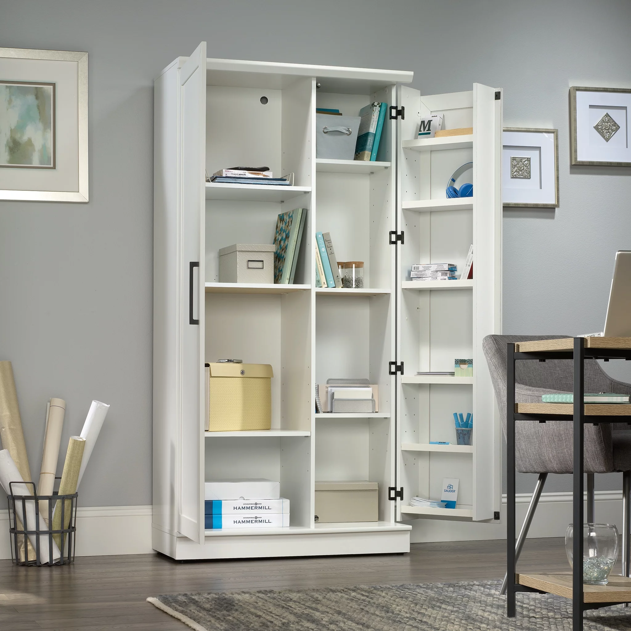 Sauder HomePlus Storage Cabinet, Soft White Finish - Womvr