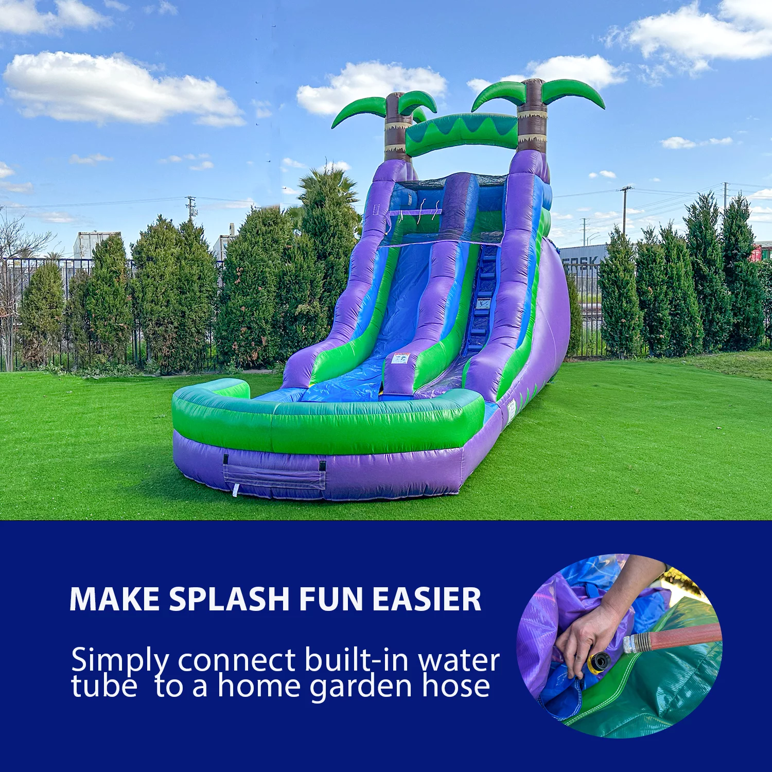 HeroKiddo 16FT Tropical Commercial Grade Inflatable Water Slide with Pool for Kids and Adults (with Blower), Wet Dry Use, Summer Games Fun - Womvr