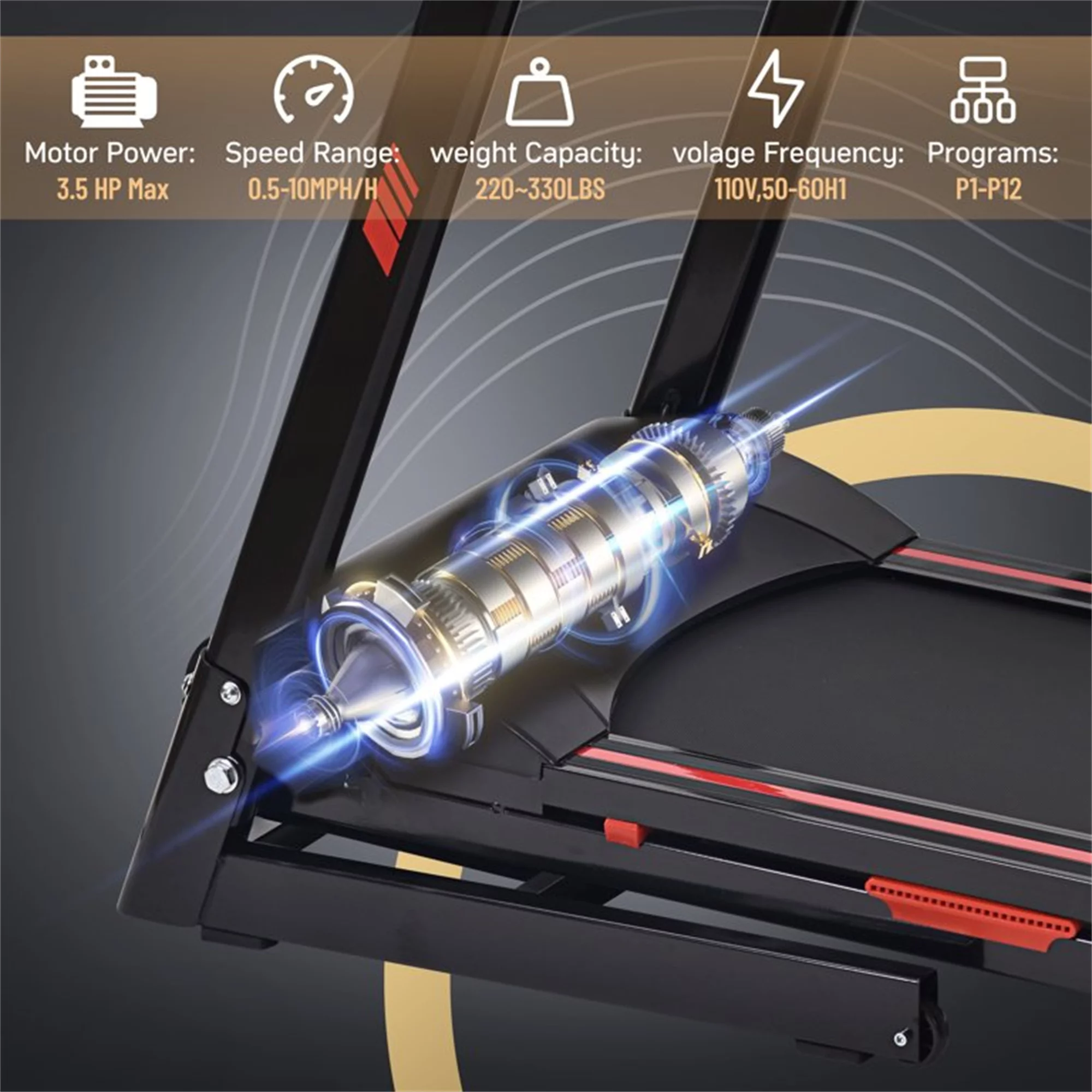 Aukfa 3.5 HP Folding Treadmill with Incline for Home Office Workout, 300 lbs+ Capacity, Green - Womvr