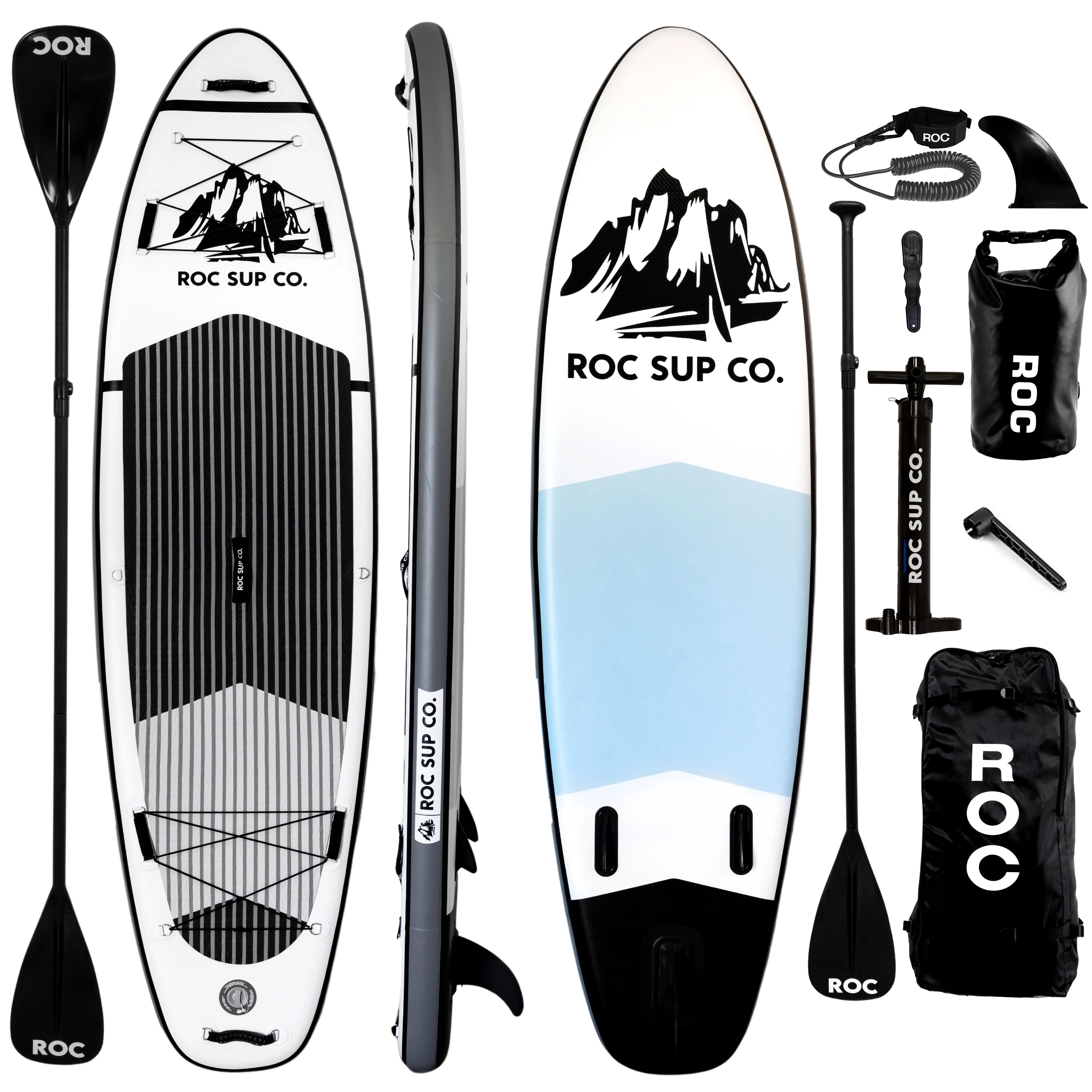 Roc Inflatable Stand Up Paddle Board with Premium sup Accessories & Backpack, Non-Slip Deck, Waterproof Bag, Leash, Paddle and Hand Pump - Womvr