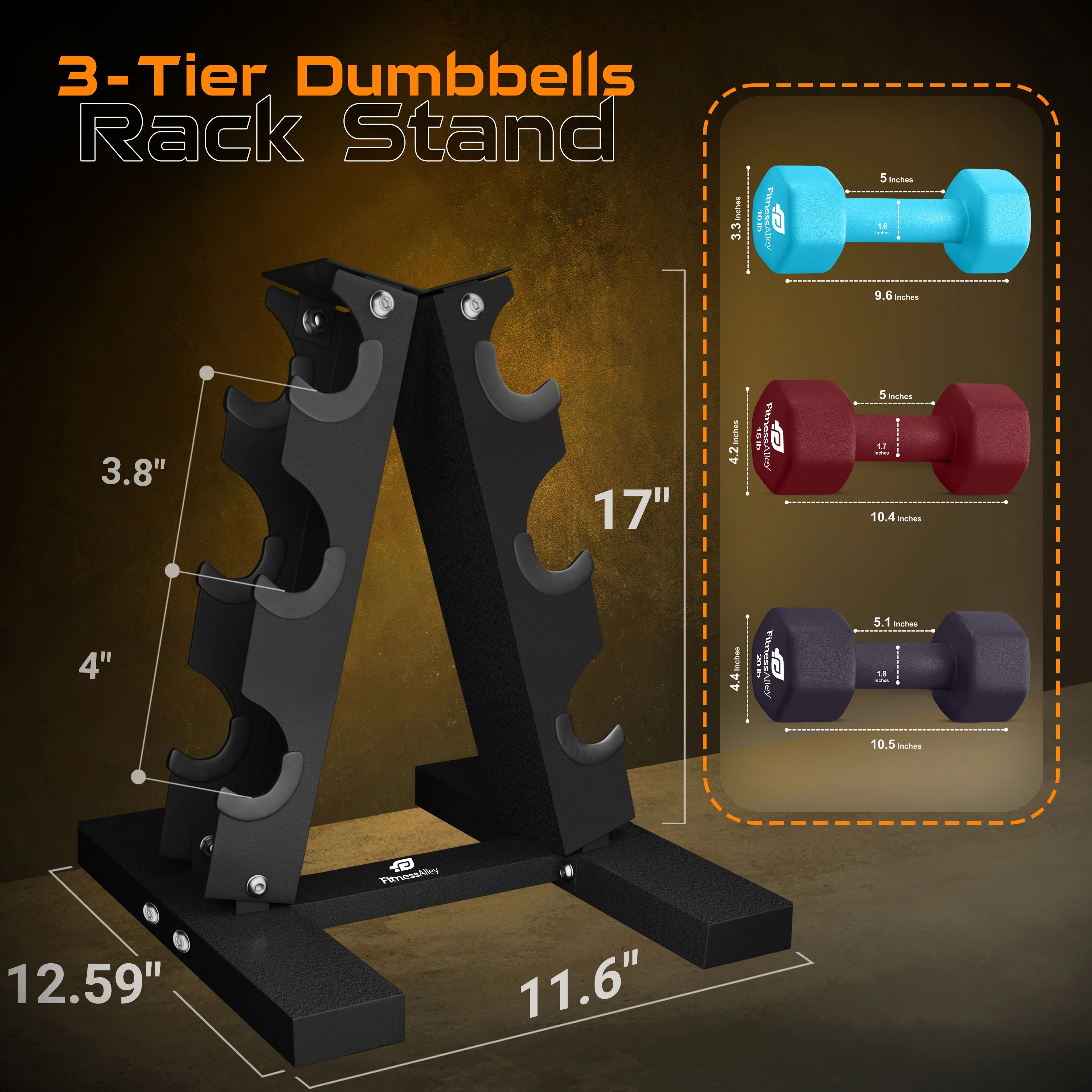 Fitness Alley Neoprene Workout Dumbbells - Non Slip, Anti Roll Exercise & Fitness Dumbbells Combo - Hex Shaped Hand weights for Men & Women(2, 4, 6, 8, & 10lb Dumbbells) - Womvr