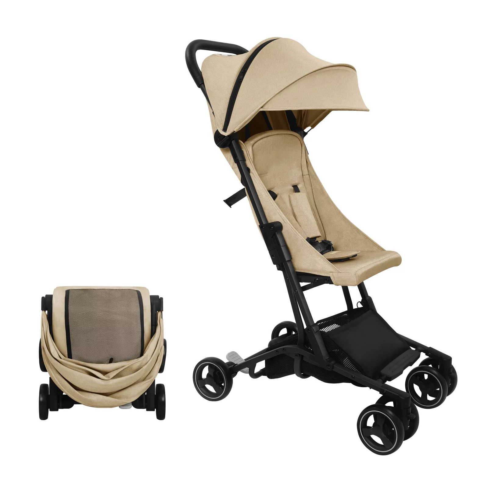 HARPPA Lightweight Travel Stroller, Compact Umbrella Stroller for Babies, Easy Folding, Black - Womvr