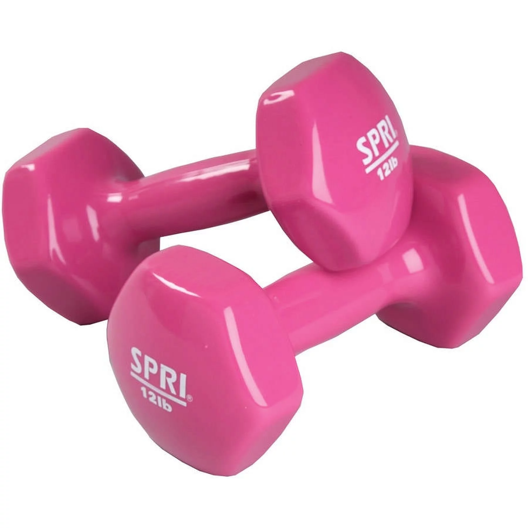 SPRI Deluxe Vinyl Dumbbells, 15 lb Pair, Grey - Womvr