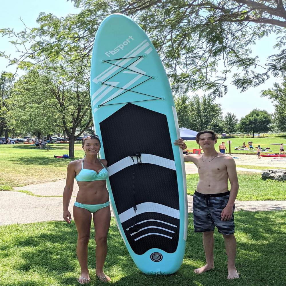 Fbsport 11ft Inflatable Paddle Board SUP, 6'' Thick W/Paddling Fins Pump & Accessories Pack, Green - Womvr