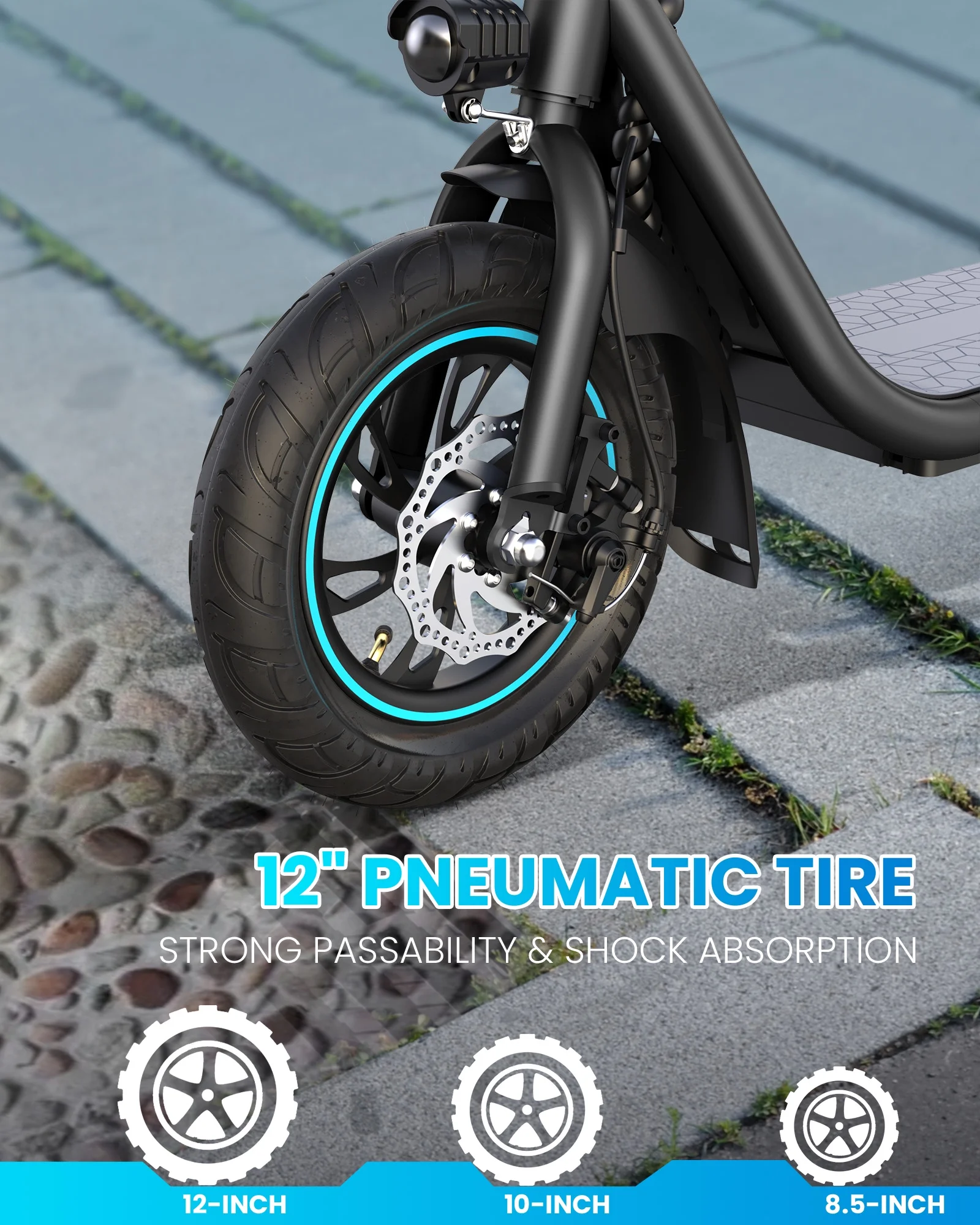 Kistp 550W Electric Scooter for Adults, 12 inch Commuter Electric Scooter with Basket and Wide Deck - up to 20 Miles 18.6MPH-Blue - Womvr