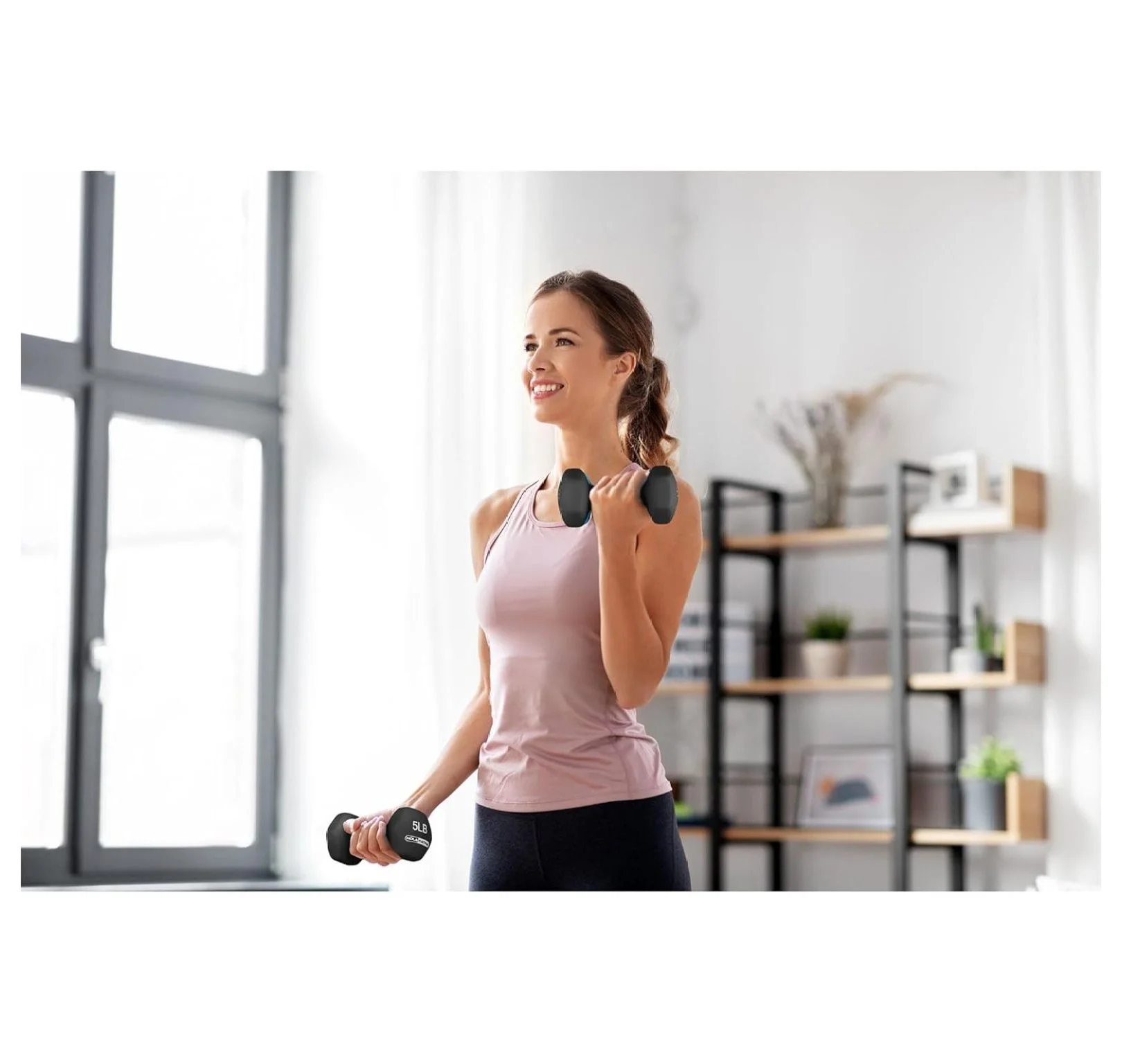 2, 3, 5, 8, and 10 Pound Neoprene Dumbbell Hand Weight Set with Rack - Womvr