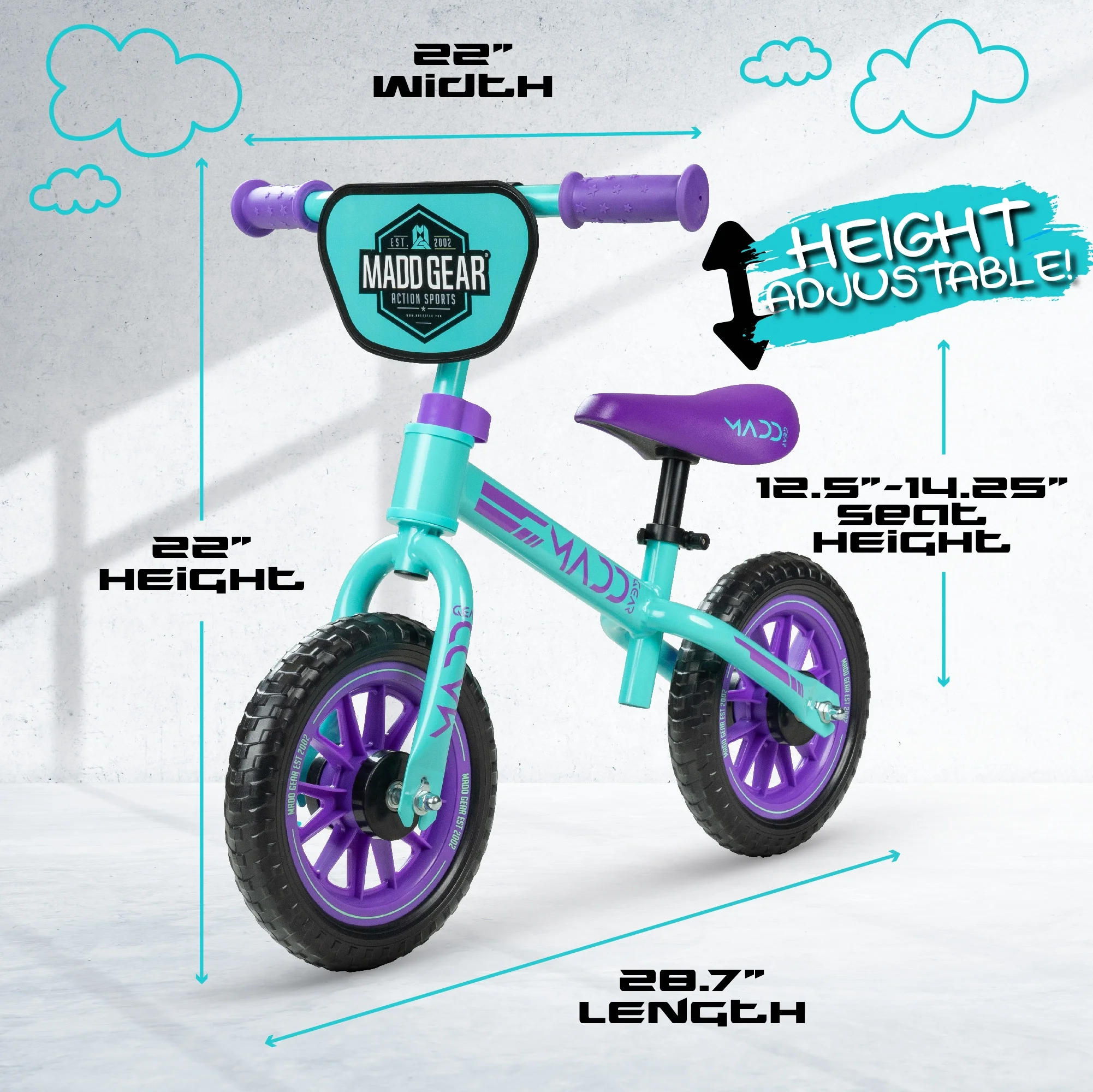 Madd Gear 10-inch Toddlers Balance Bike Lightweight Training Bike - Womvr