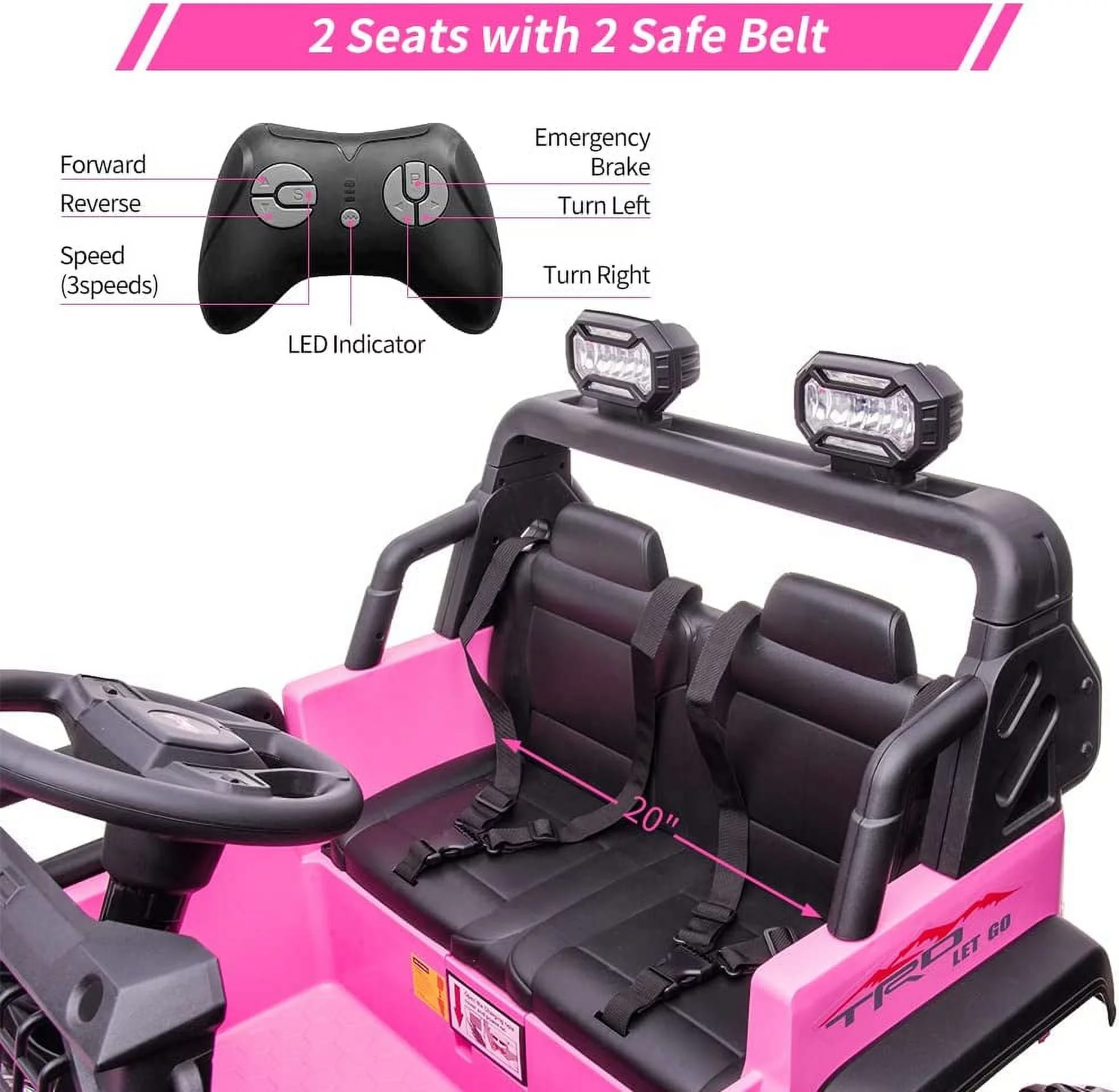 OUTOP Kids 24V Ride on Car with Electric Remote Control Dual Drive Power Ride on Toys 2 Seats SUV Truck Wheels Vehicle - Womvr