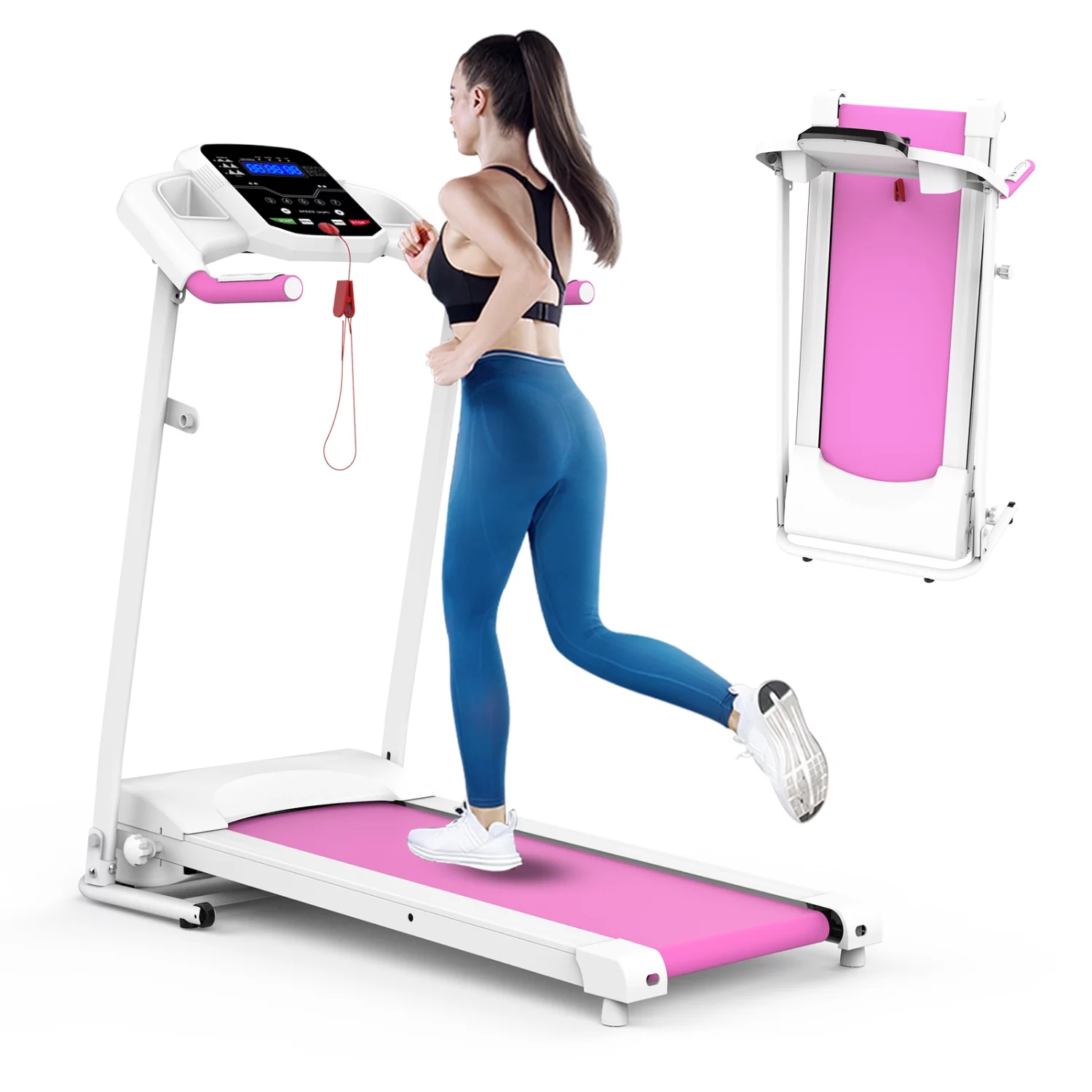 HLAiLL Folding Treadmill, 2.5HP Foldable Treadmills with 220 LBS Weight Capacity for Home, Compact Portable Treadmill for Small Space Walking Jogging Running - Womvr
