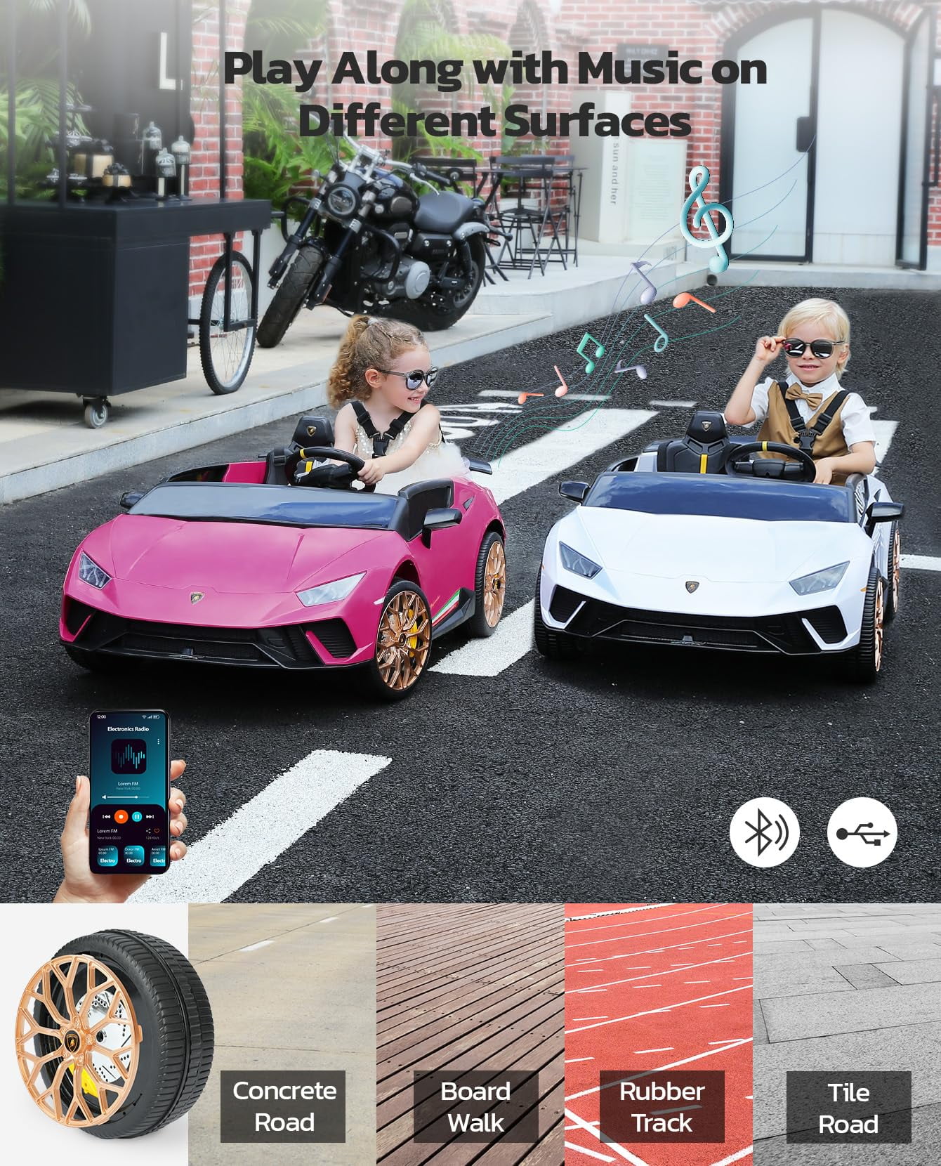 Lamborghini Huracan Ride on Car Real 2 Seater, Powered Electric Vehicle with Parent Remote, Maximum 4.0mph Ride on Toys for 3-8 Years Kids,Pink - Womvr