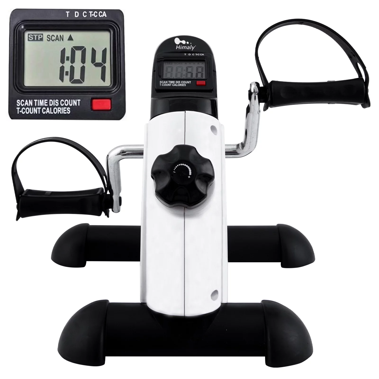Himaly Exercise Bike, Under Desk Bike Pedal Exerciser, Portable Mini Trainer Bike with LCD Screen Displays, White - Womvr