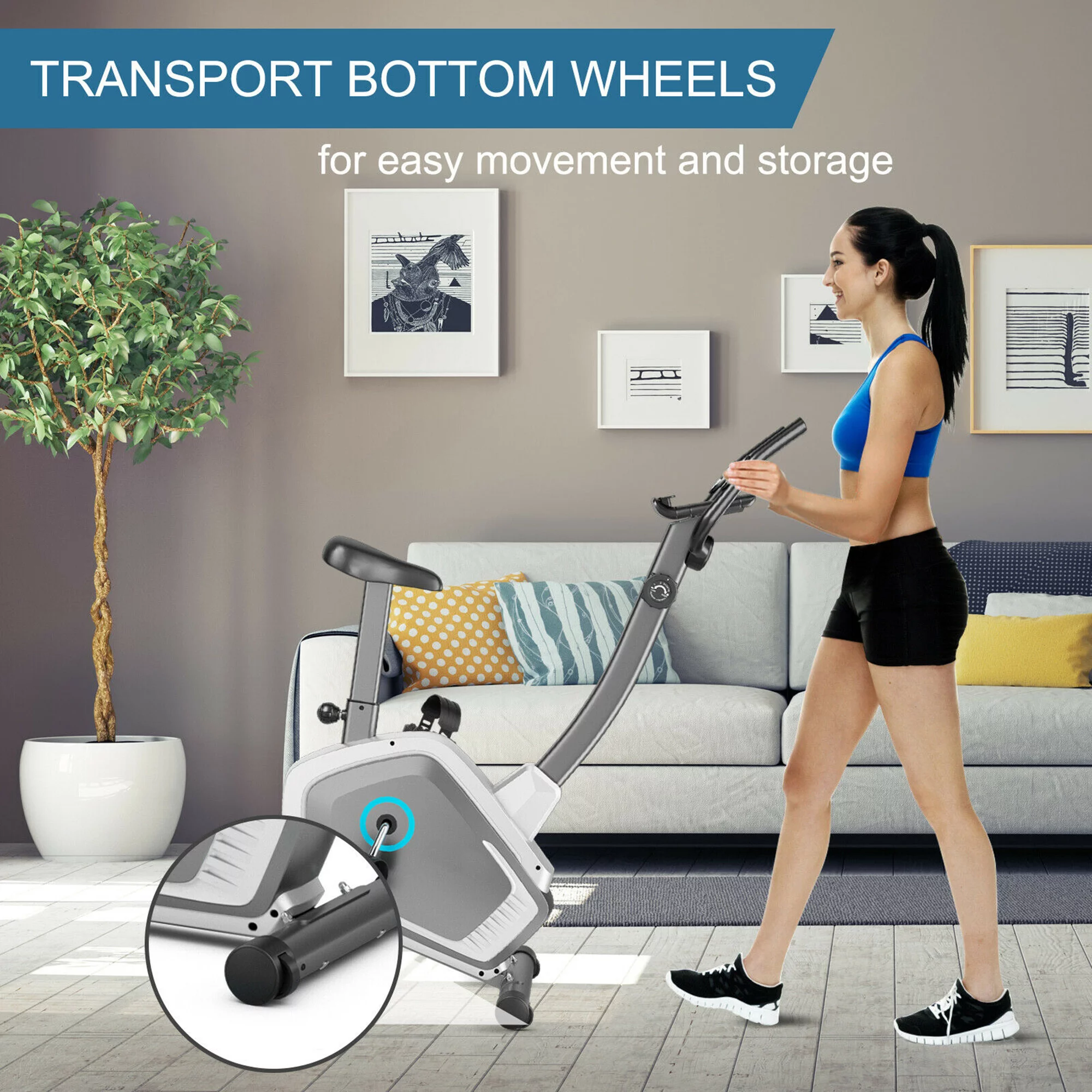 Gymax Magnetic Upright Exercise Bike Cycling Bike W/Pulse Sensor 8-Level Fitness - Womvr