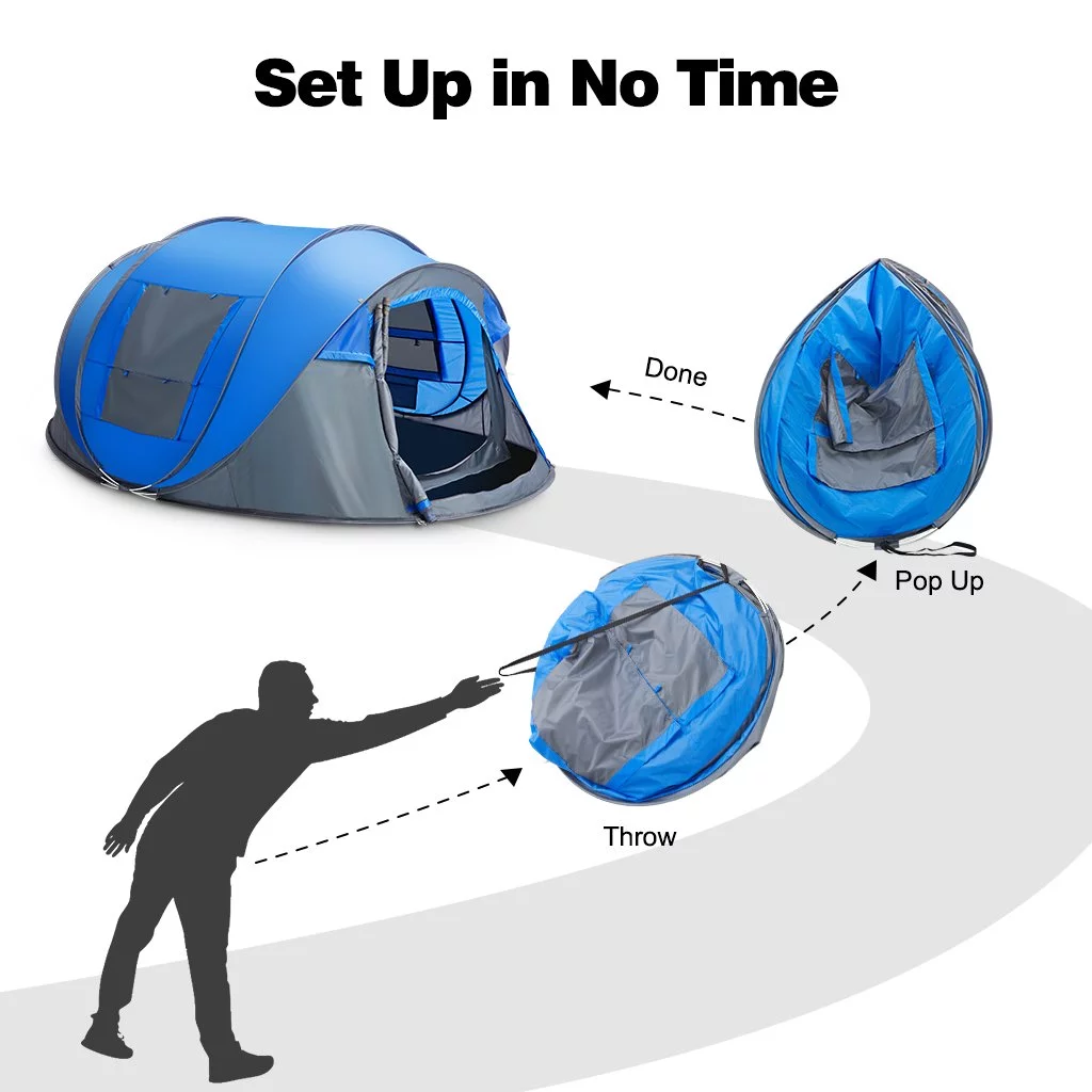 4 Person Easy Pop up Tent Waterproof Automatic Setup 2 Doors-Instant Family Tents for Camping Hiking & Traveling - Womvr