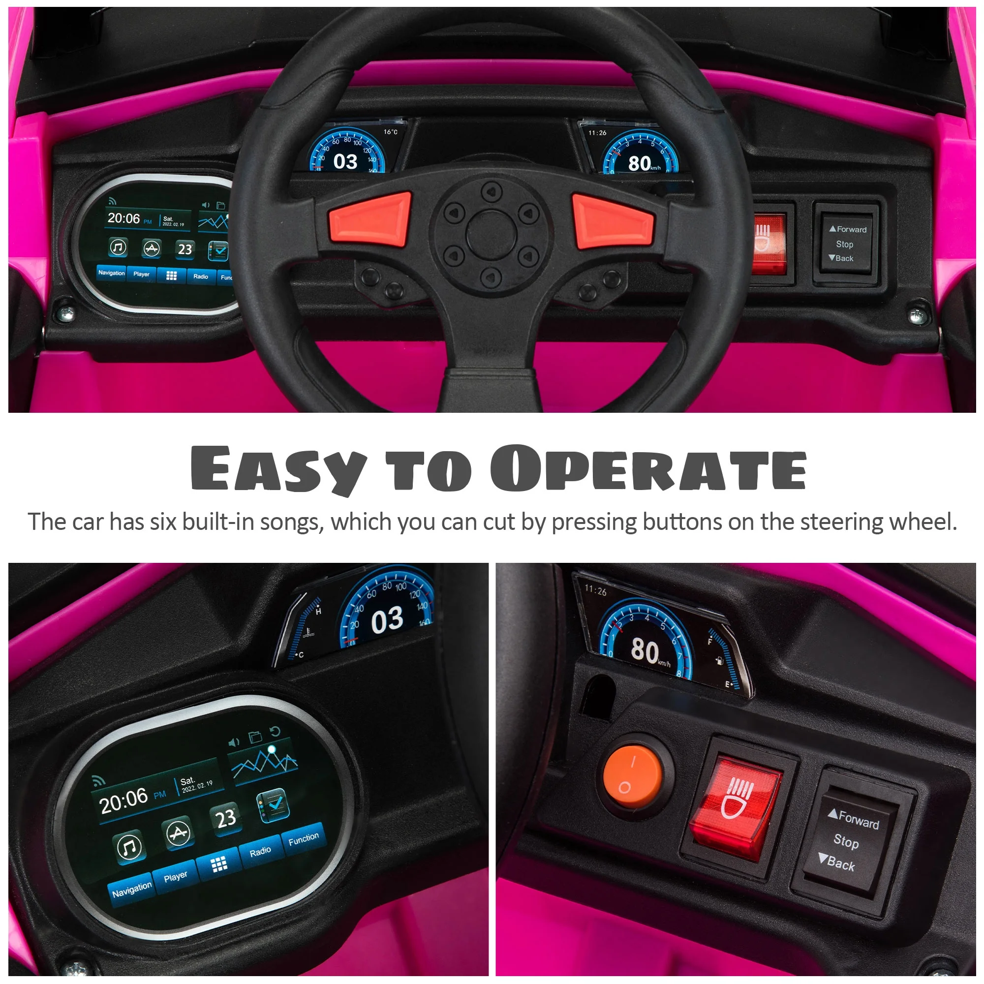 TOBBI 12V Kids Electric off-Road UTV Truck Car Battery Powered Ride on Toys for Girls with LED Headlights, Music, Horn - Womvr