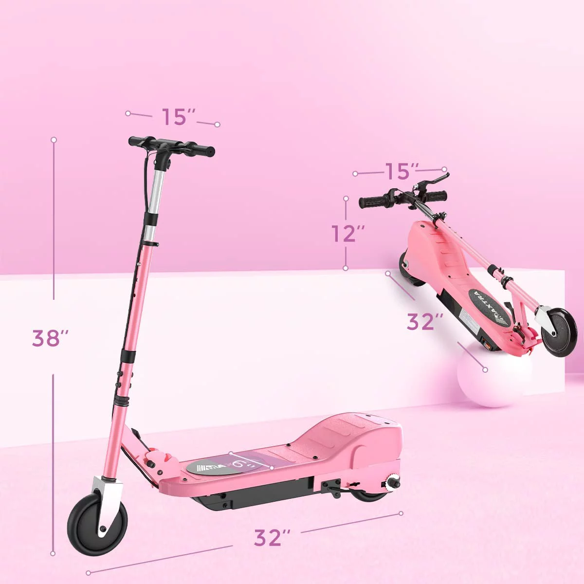 Maxtra Scooters E100 Folding Electric Scooter with Adjustable Handlebar for Kids Ages 6-12, up to 10 MPH, 155 Lbs. Max Load - Womvr
