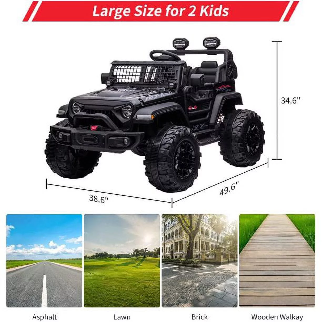 OUTOP Kids 24V Ride on Car with Electric Remote Control Dual Drive Power Ride on Toys 2 Seats SUV Truck Wheels Vehicle - Womvr