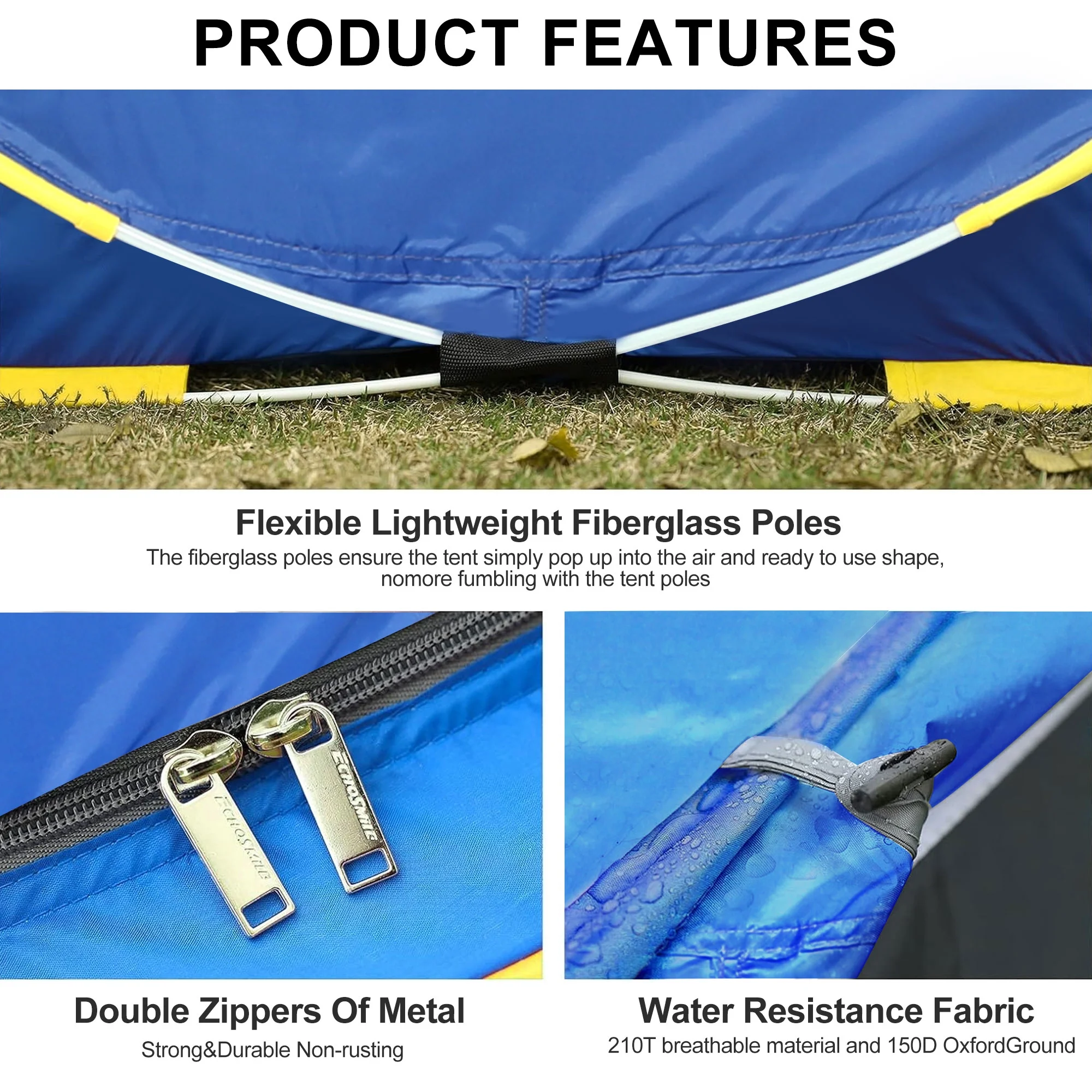 GVDV Camping Instant Tent, 3 Person Pop up Tent, Upgrade Resistant Dome Tent, Easy Setup for Camping Hiking and Outdoor - Womvr