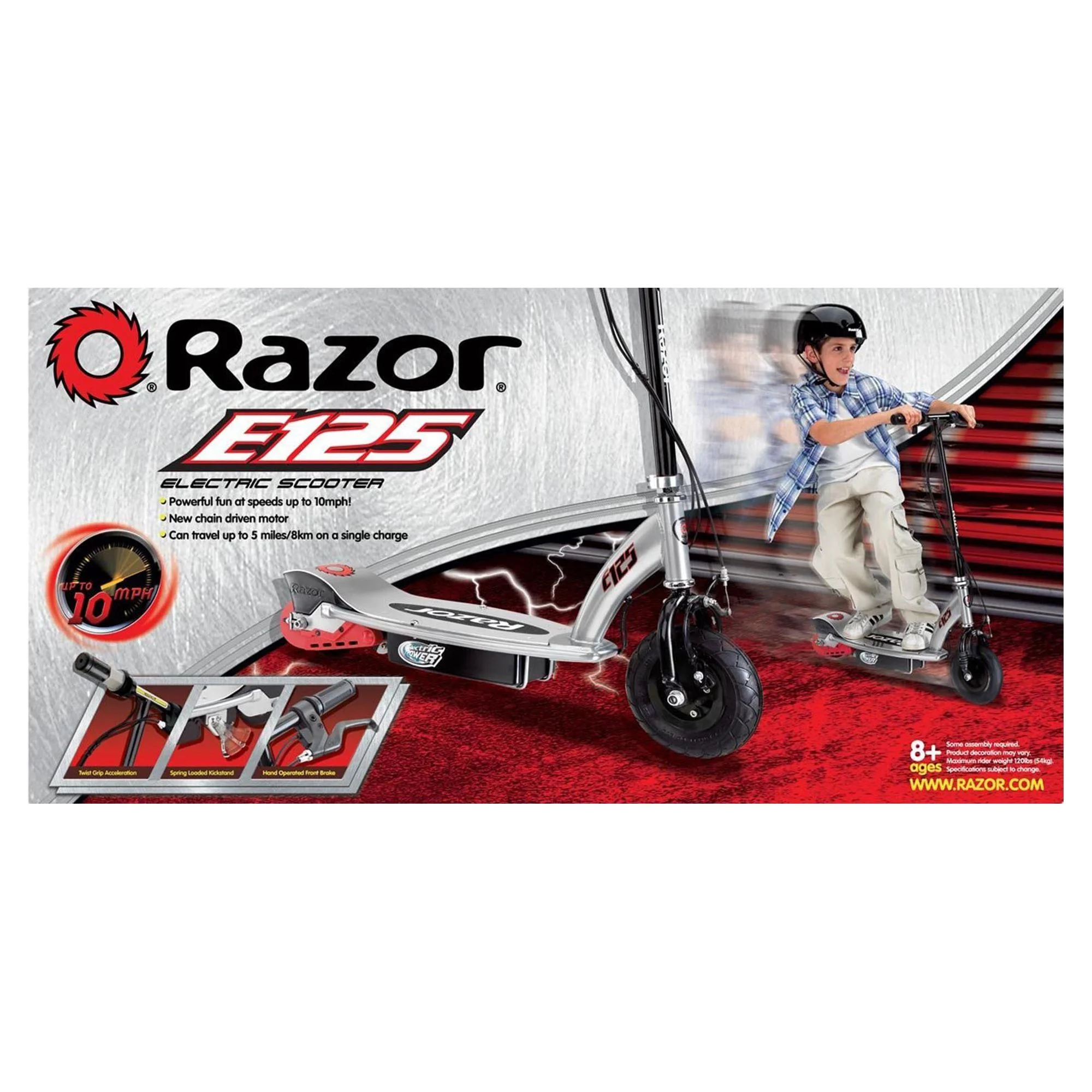 Razor E125 Kids Ride-on 24V Motorize Battery Powered Electric Scooter, Blue - Womvr