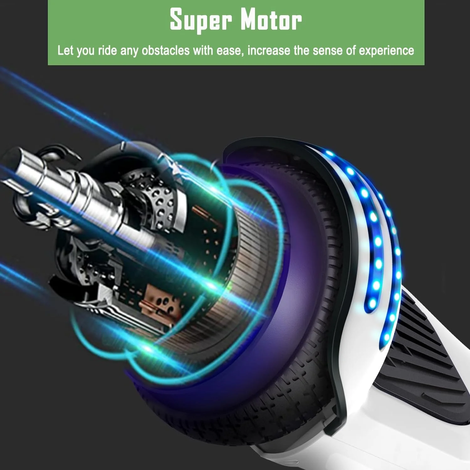 SISIGAD Hoverboard with Seat, 6.5 inch Hoverboard Go Kart Combo with Bluetooth Speaker & LED Lights for Kids Adults - Womvr