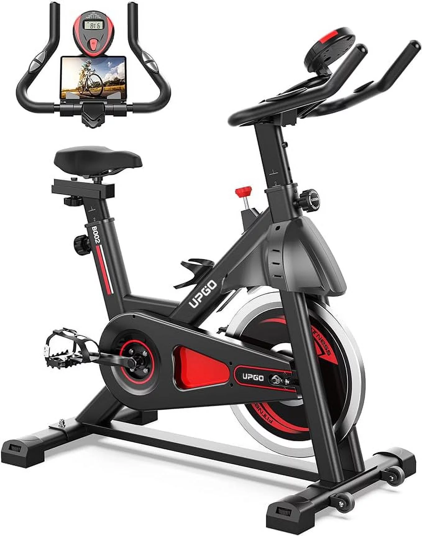 UPGO Indoor Cycling Bike/Magnetic Stationary Bike - Cycle Bike with Ipad Mount & Comfortable Seat Cushion - Womvr