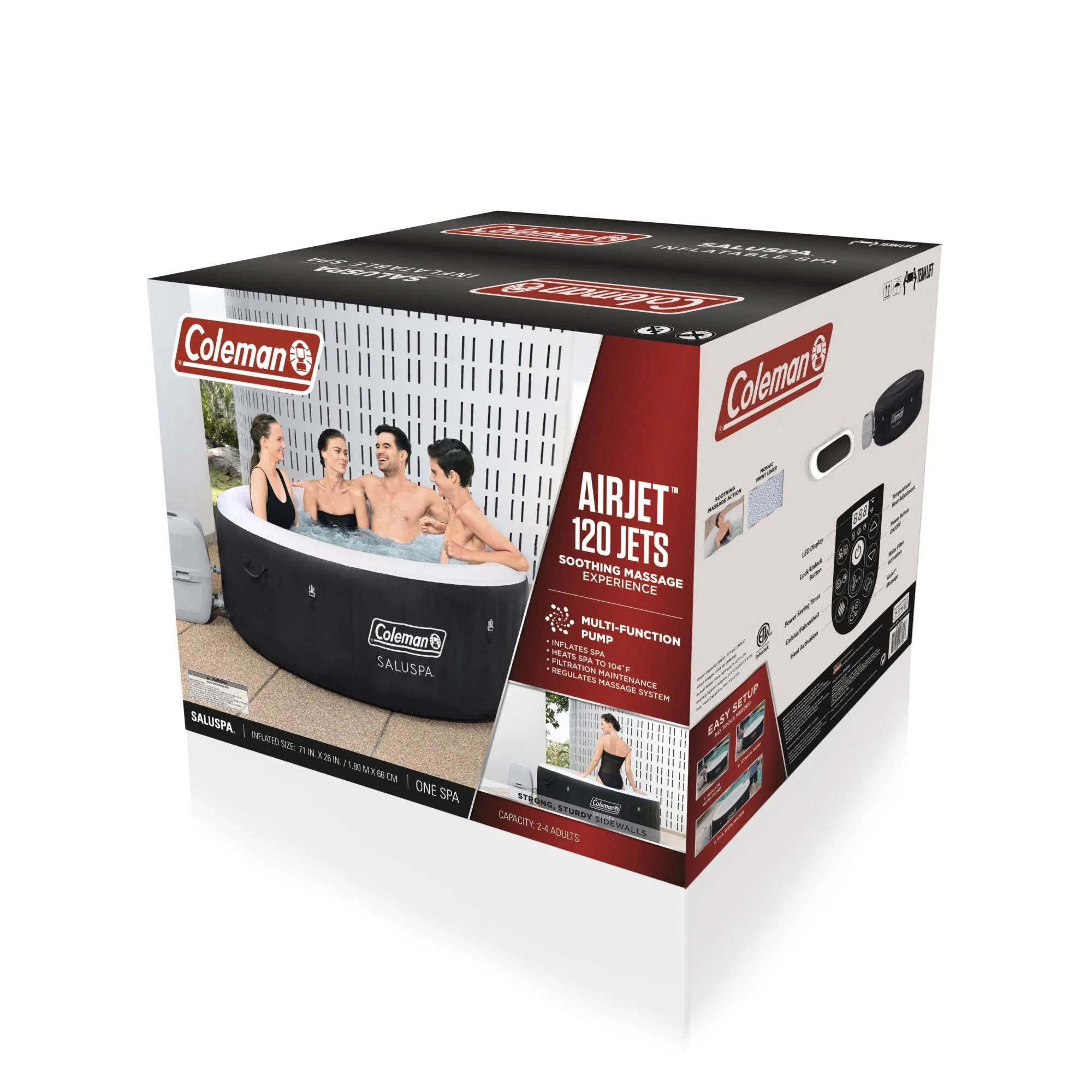 Bestway Coleman Miami AirJet Inflatable Hot Tub with EnergySense Cover - Womvr